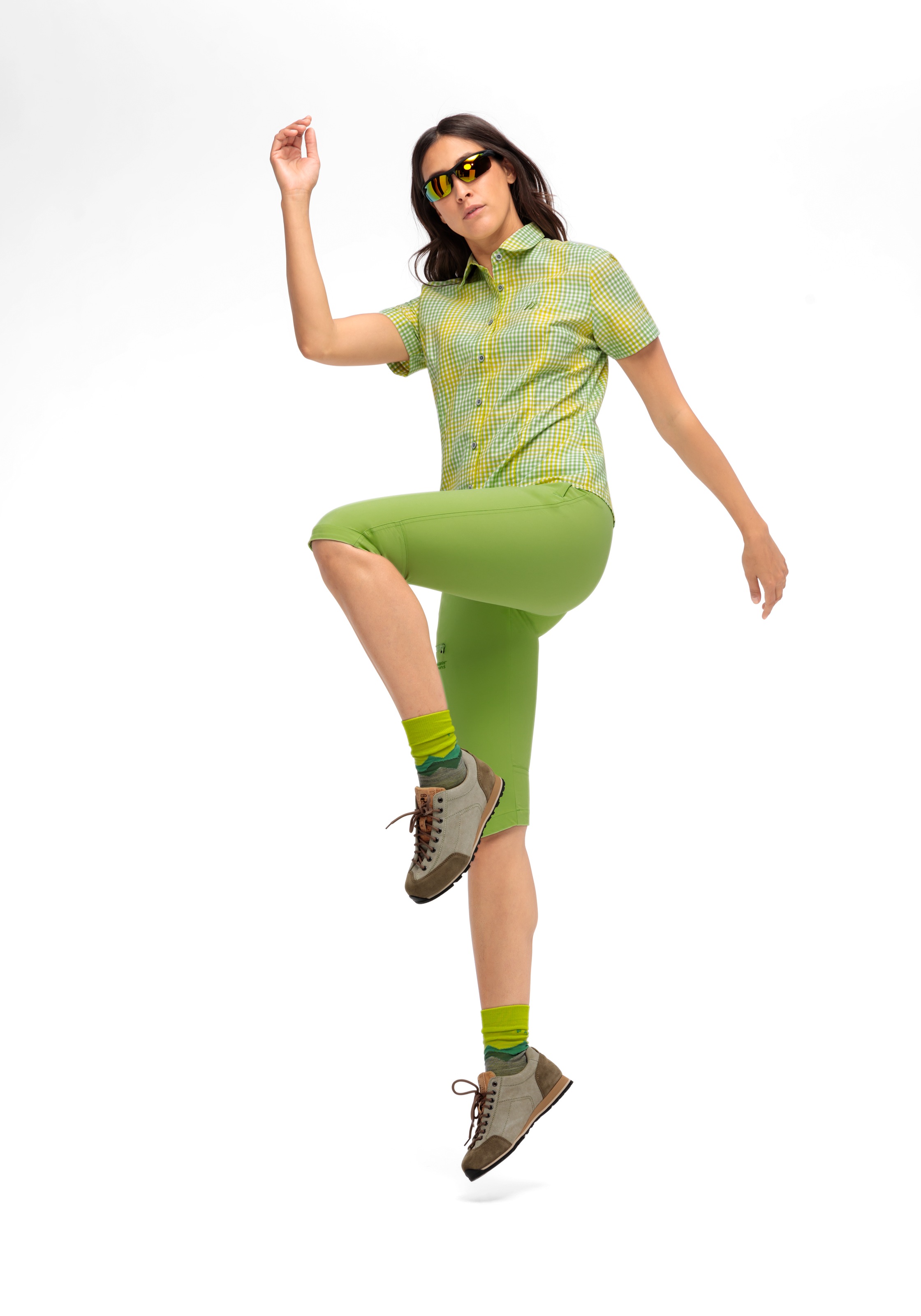 Maier Sports Funktionsbluse »Philina«, Karierte Kurzarm-Bluse für Wandern, Reisen und Freizeit