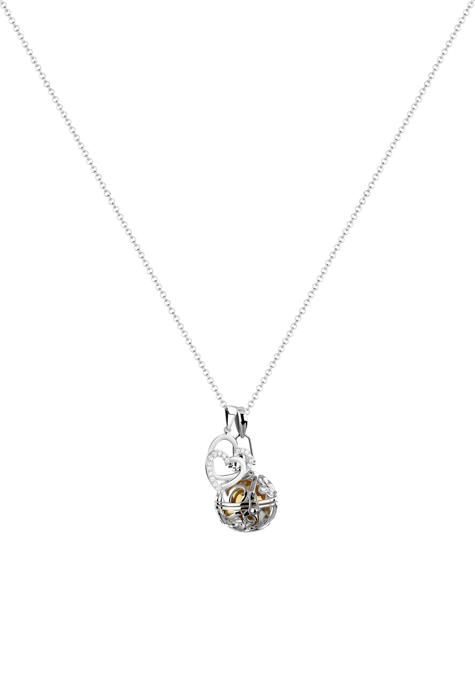 Nenalina Lange Kette »Halskette Engelsflüsterer Zirkonia Herz Liebe 925 Silber«