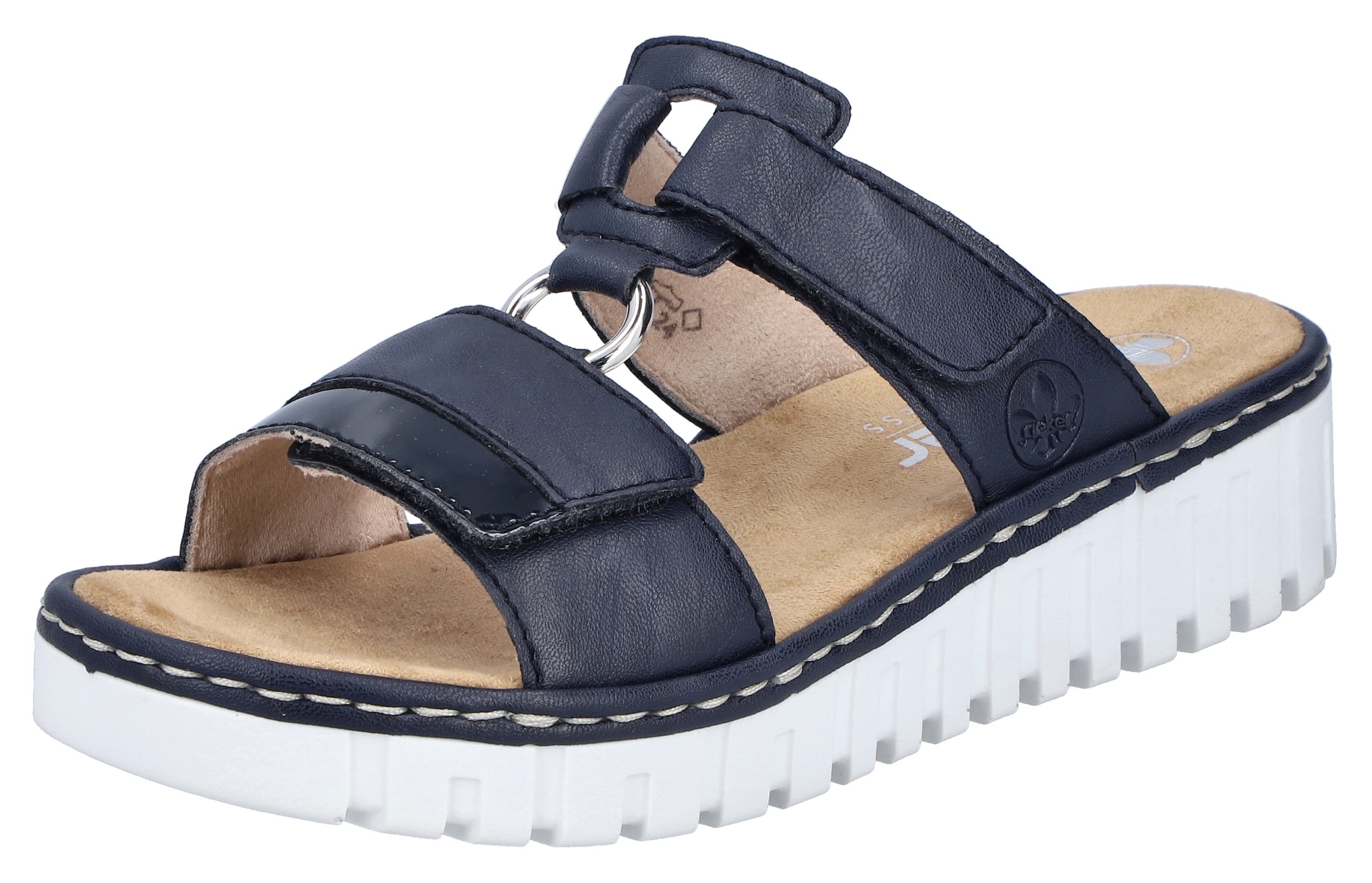 Rieker Keilpantolette, Sommerschuh, Strandschuh, Keilabsatz, mit zwei Klettverschlüssen