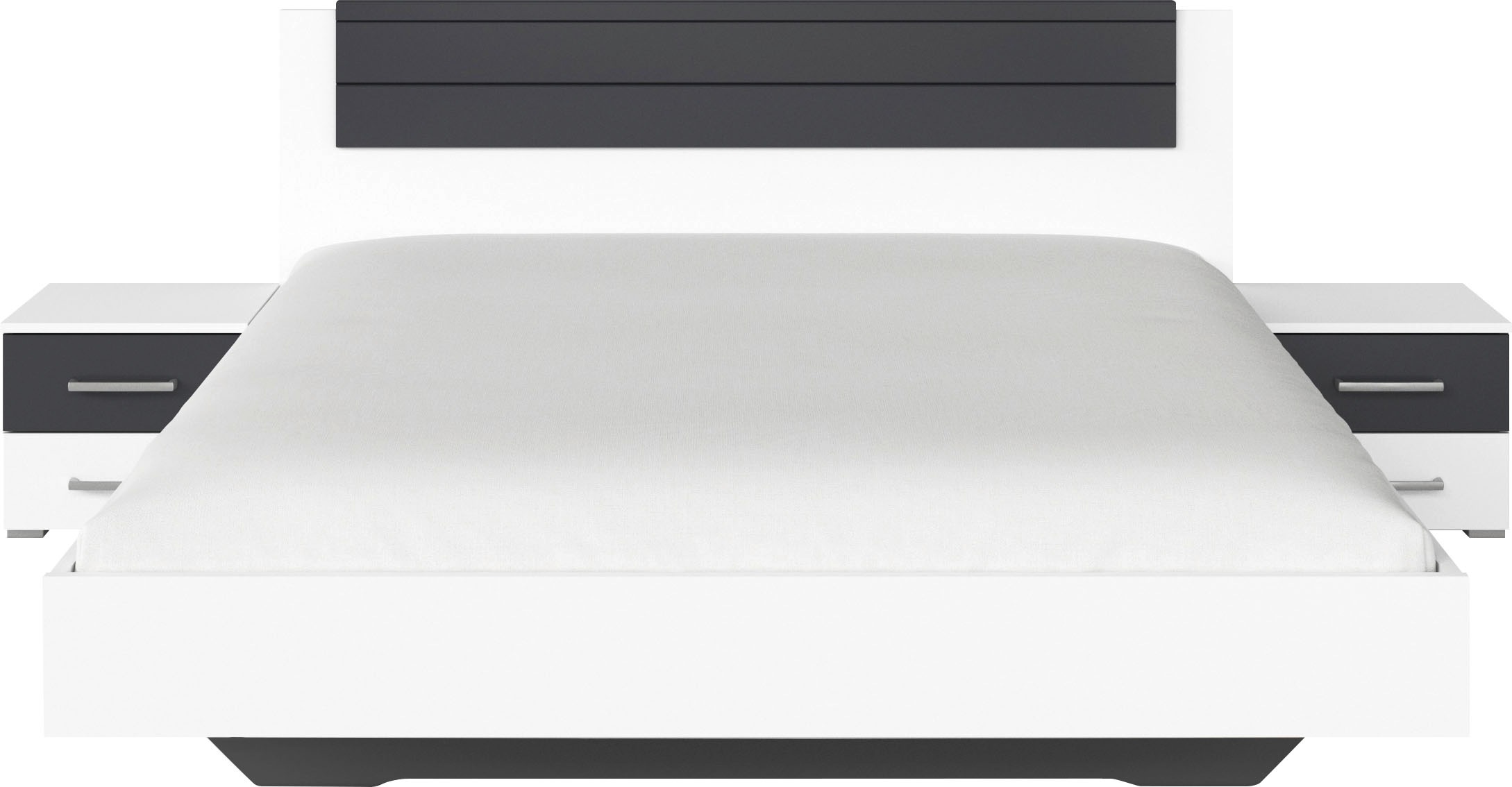 rauch Bettanlage »Doppelbett Futonbett BARCELONA in schwebender Optik«, (Set, 3 tlg.), und Farbabsetzungen mit 2 Nachttischen MADE IN GERMANY