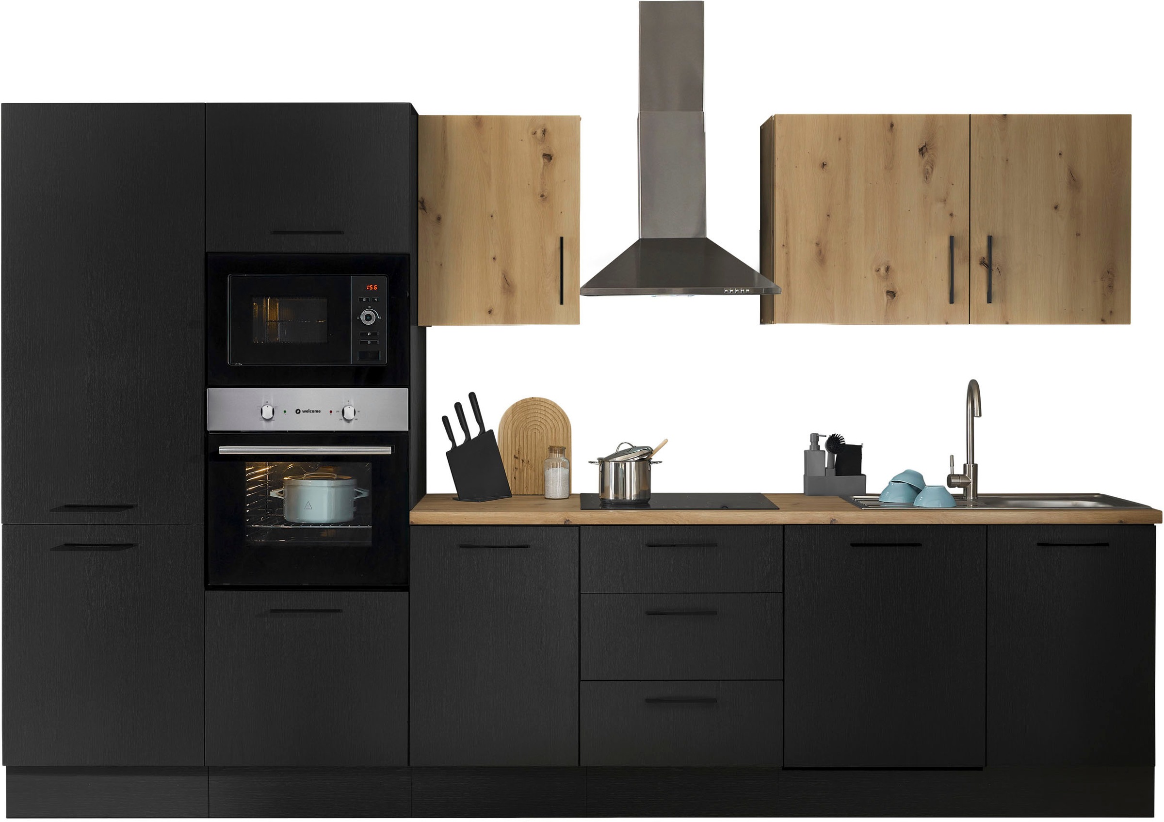 BASIC by Balculina Küchenzeile »Turin« Breite 340 cm, wahlweise mit E-Geräten