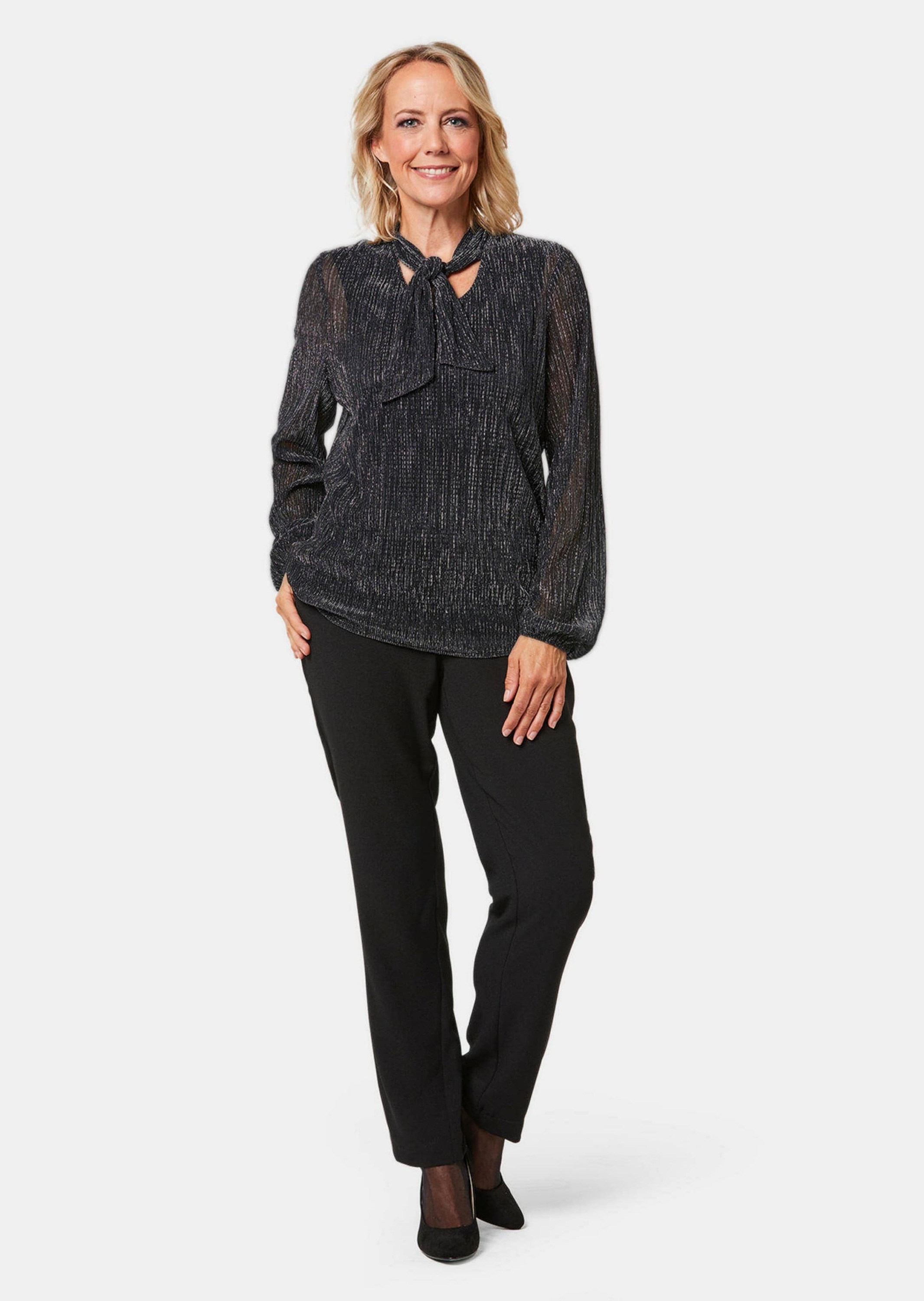 GOLDNER Schluppenbluse »Schluppenbluse aus schimmernder Plisseeware«