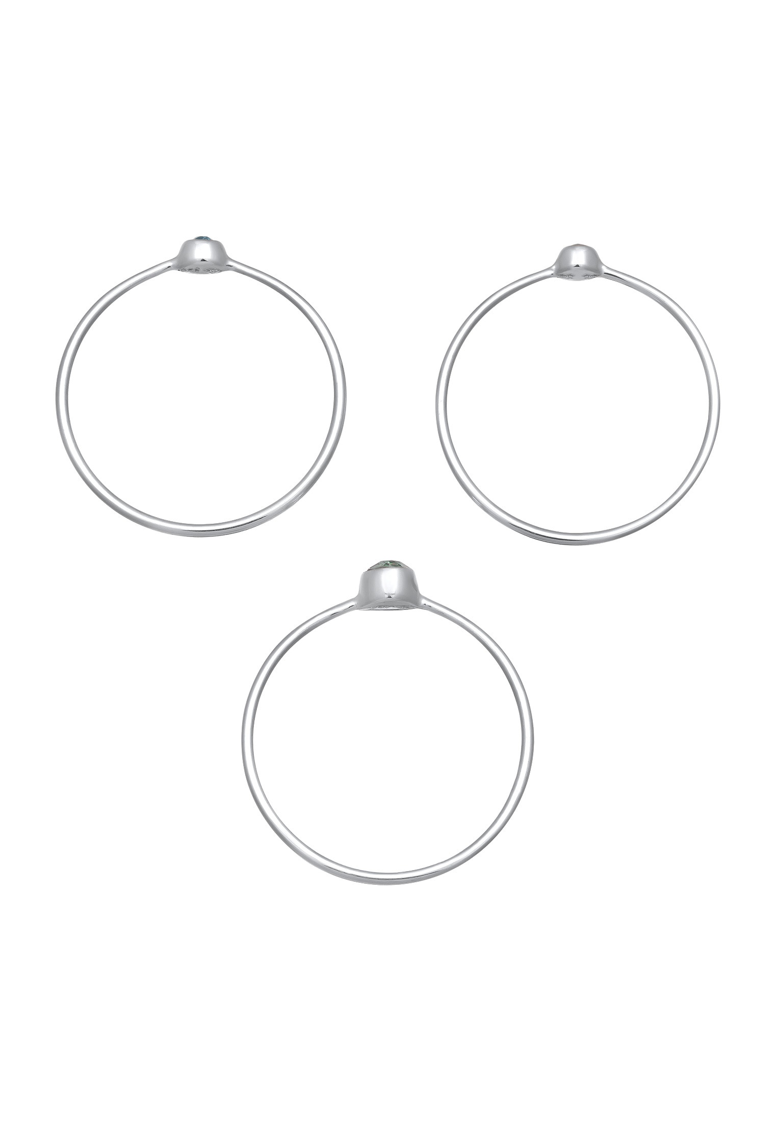 Elli Ring-Set »Ring 3er Set Stacking Zart Kristalle 925 Silber«
