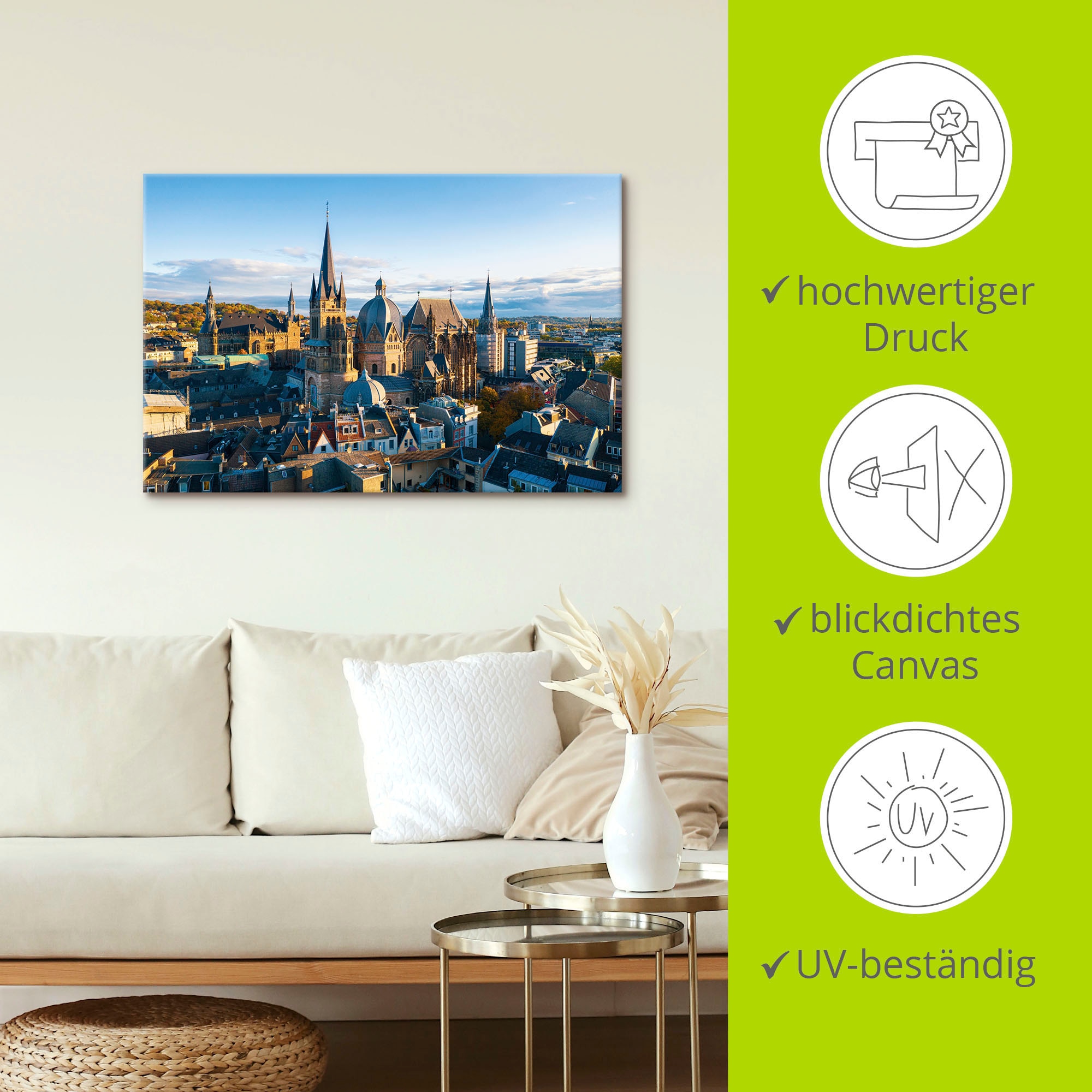 Artland Wandbild »Aachen Skyline II«, Aachen, (1 St.), als Alubild, Leinwandbild, Wandaufkleber oder Poster in versch. Größen