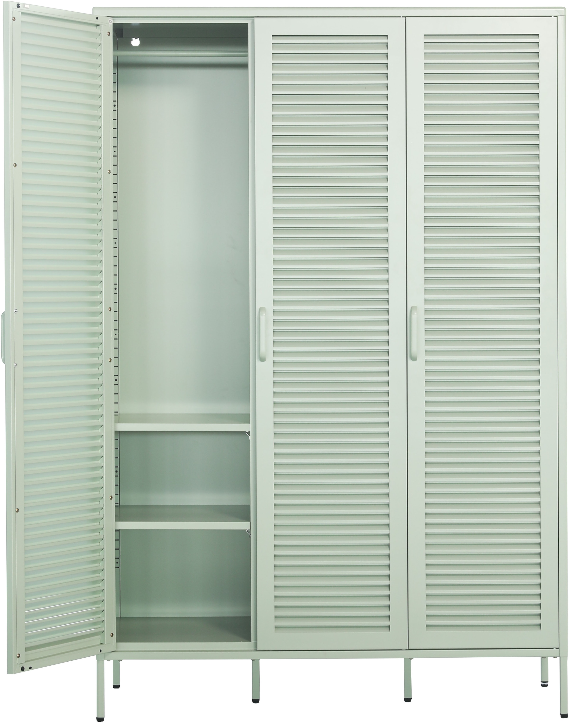 OTTO home Kleiderschrank »GERRON Kleiderschrank Metallschrank Spind« Schlafzimmerschrank mit 3 Türen , grün salbei, Breite 120cm