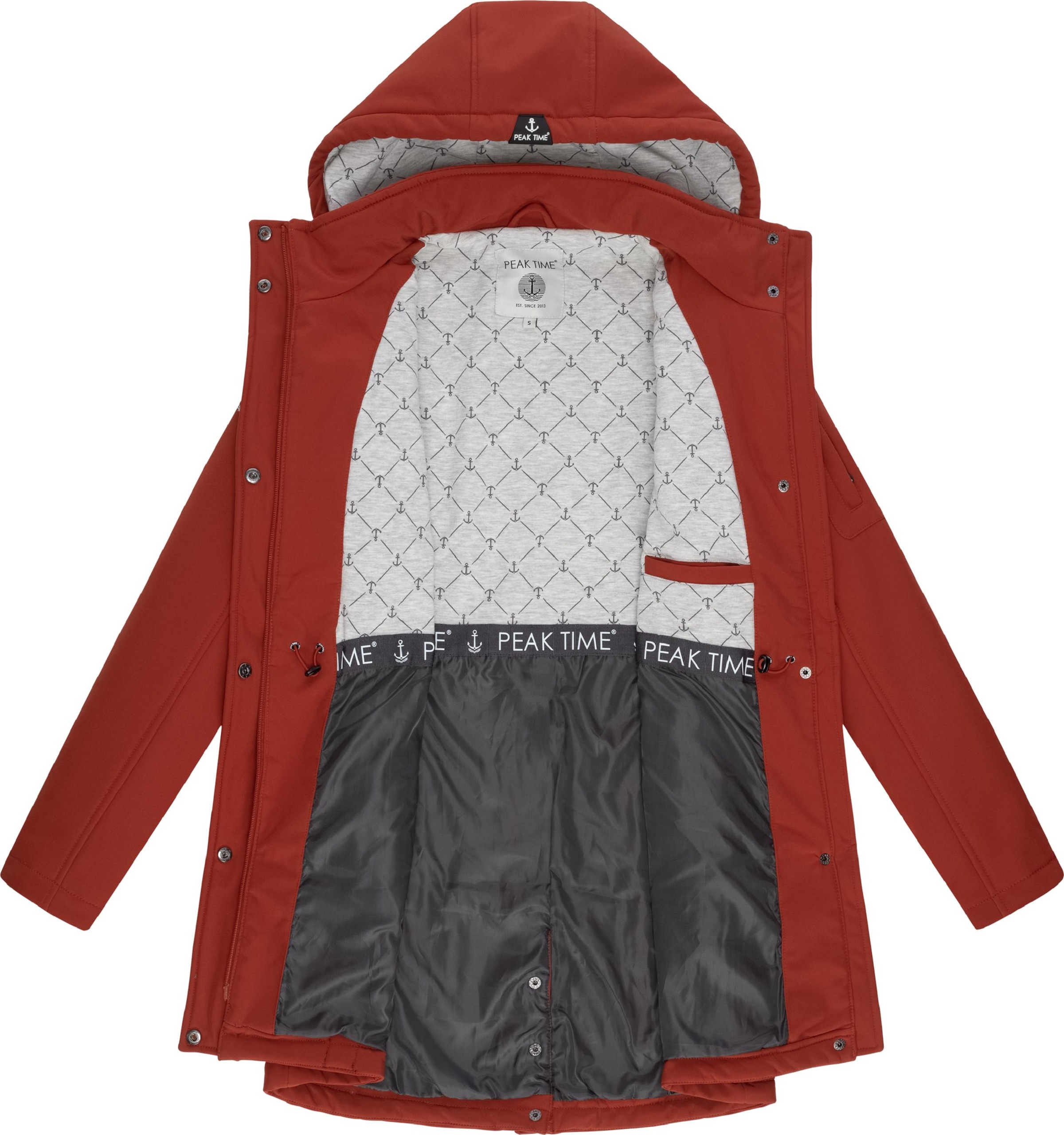 PEAK TIME Softshellmantel »Softshelljacke L62097«, wasserabweisender Übergangs-Mantel mit abnehmbarer Kapuze