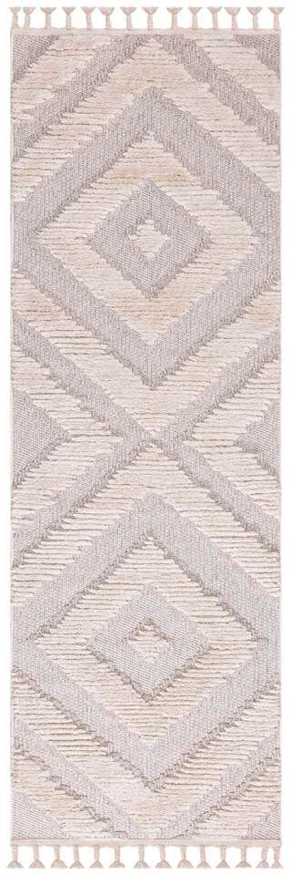 Carpet City Hochflor-Teppich »Valencia 813«, rechteckig, 20 mm Höhe, Läufer, Boho-Stil, 3D-Effekt, Raute, Hoch-Tief-Struktur, mit Fransen