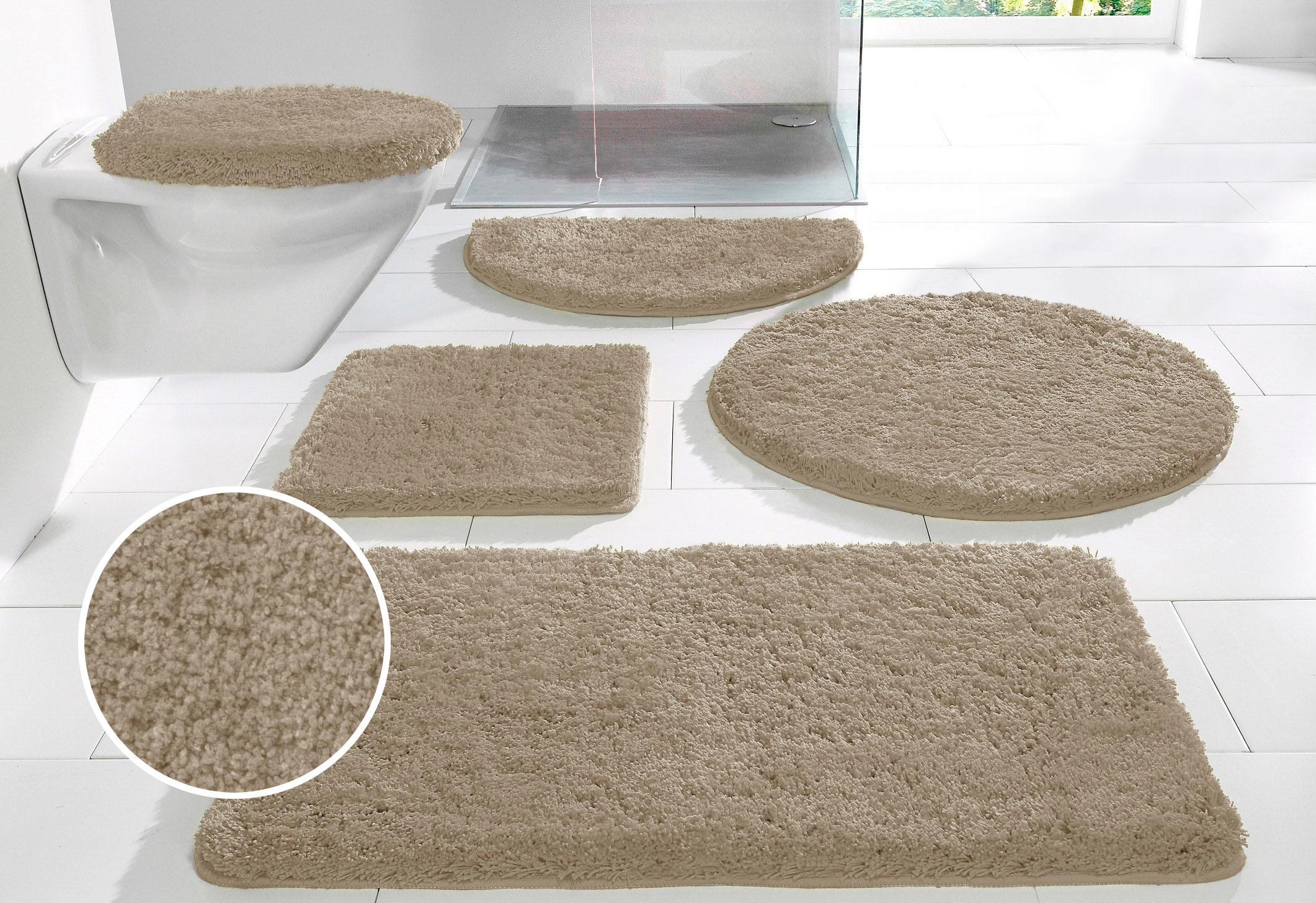 OTTO home Badematte "Sanremo, Standard & Premium, 30mm oder 35mm, sehr weich" rutschhemmend beschichtet fußbodenheizungsgeeignet  schnell trocknend Badteppich, unifarben, rechteckig, rund & als 3-tlg. Set erhältlich