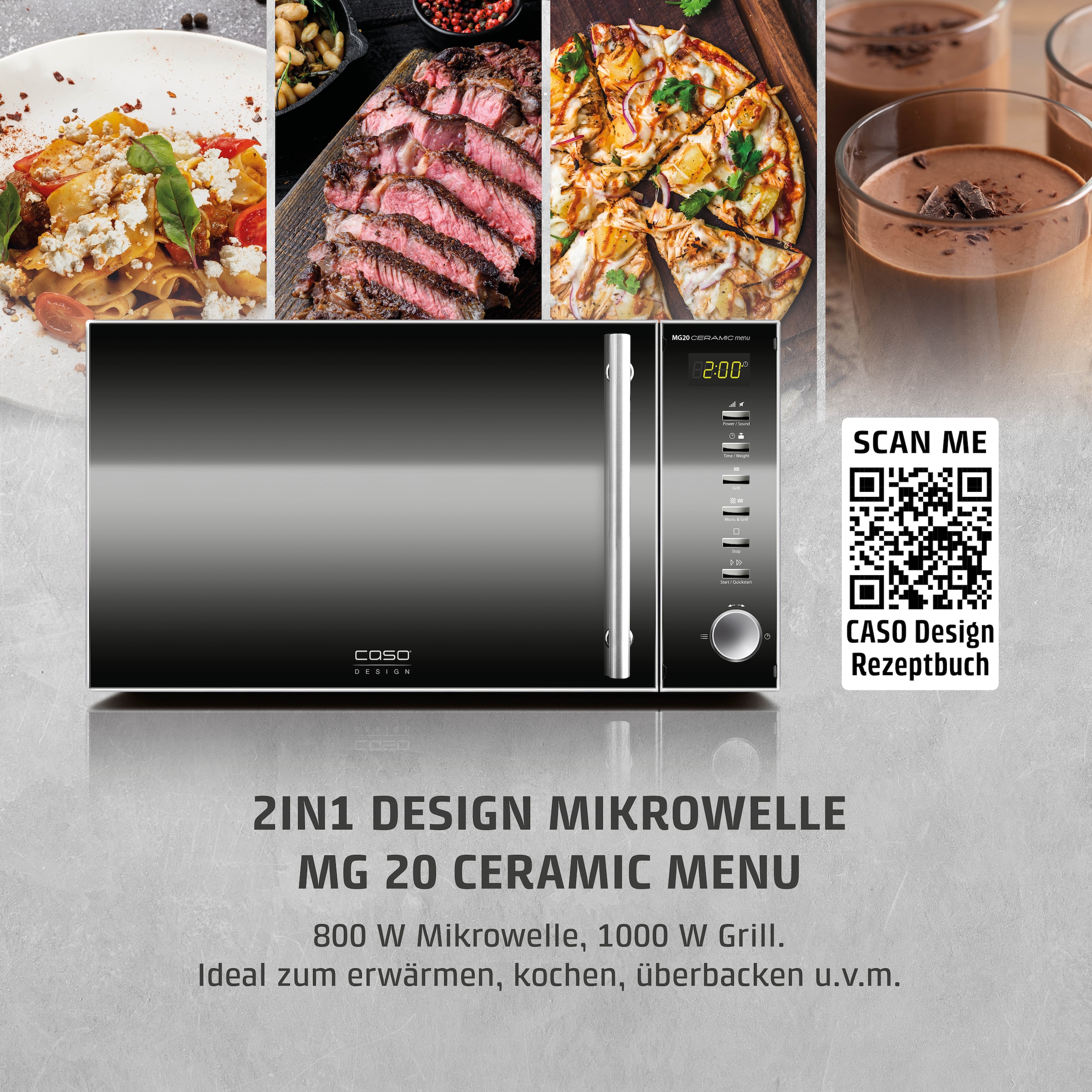 Caso Mikrowelle »3323 MG 20 Ceramic menu« Grill 800 W Mikrowelle + Grill