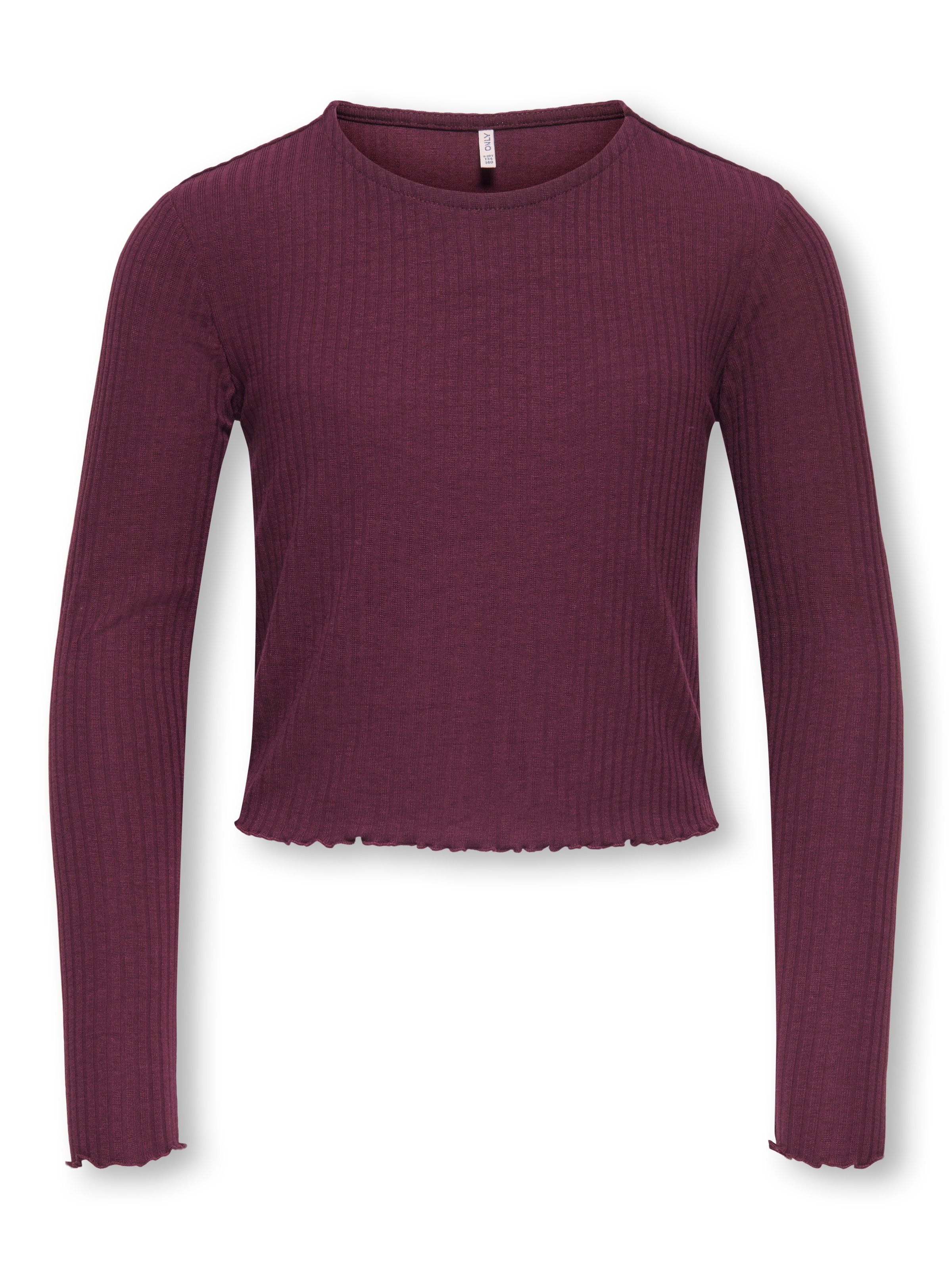 KIDS ONLY Langarmshirt »KOGNELLA L/S O-NECK TOP JRS NOOS« in kurzer Form und mit süßen Wellenkanten am Saum