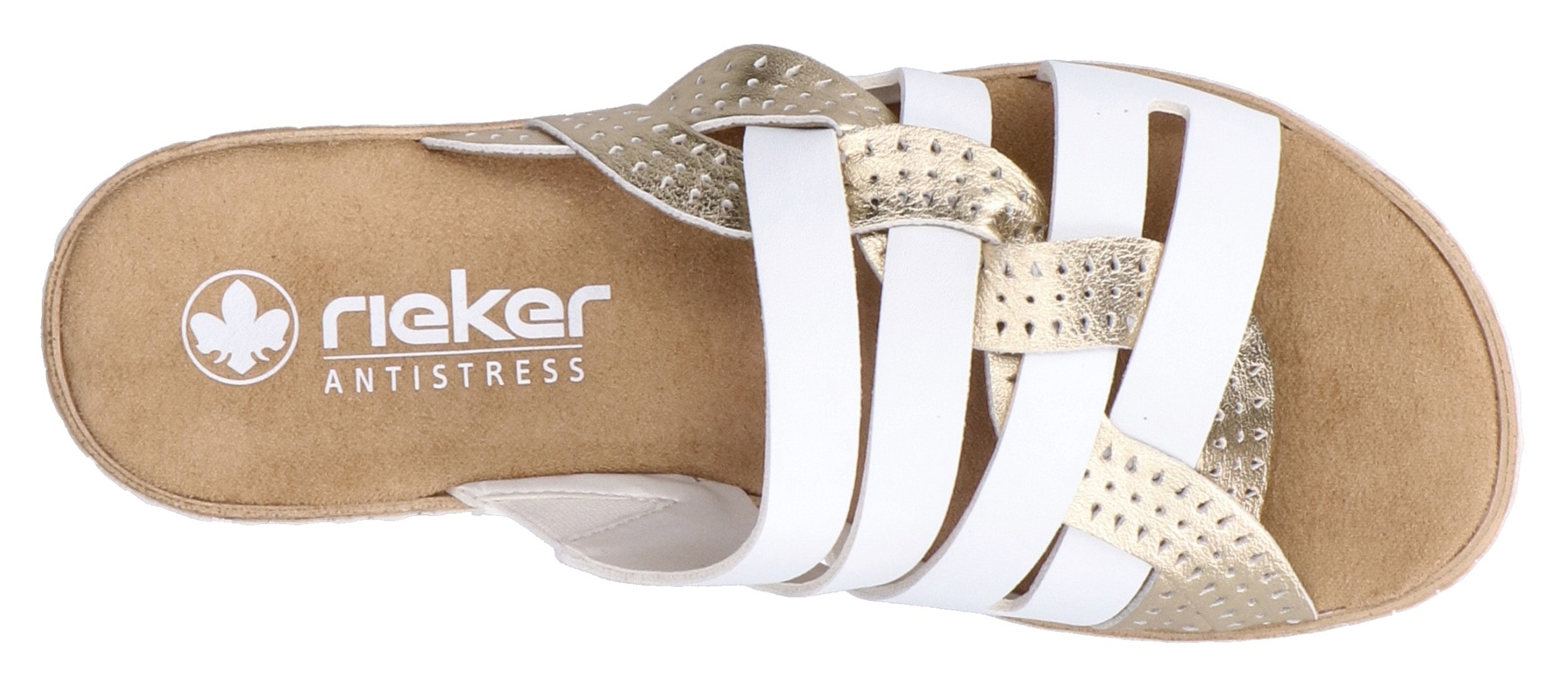 Rieker Pantolette, Sommerschuh, Schlappen, Hausschuh, Keilabsatz, mit kleinem Gummizug