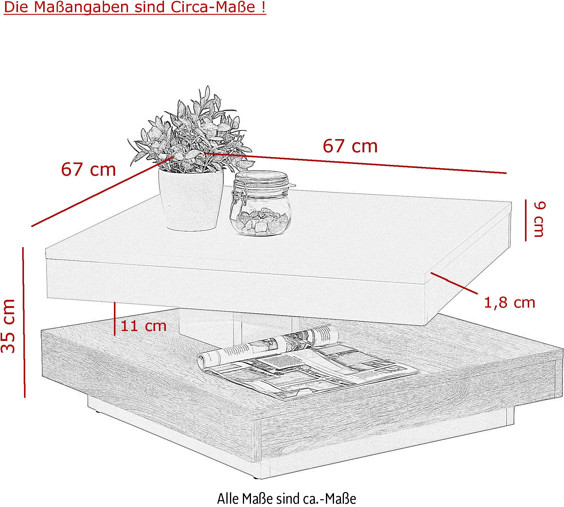 Home affaire Couchtisch »BEN«, mit drehbarer Platte