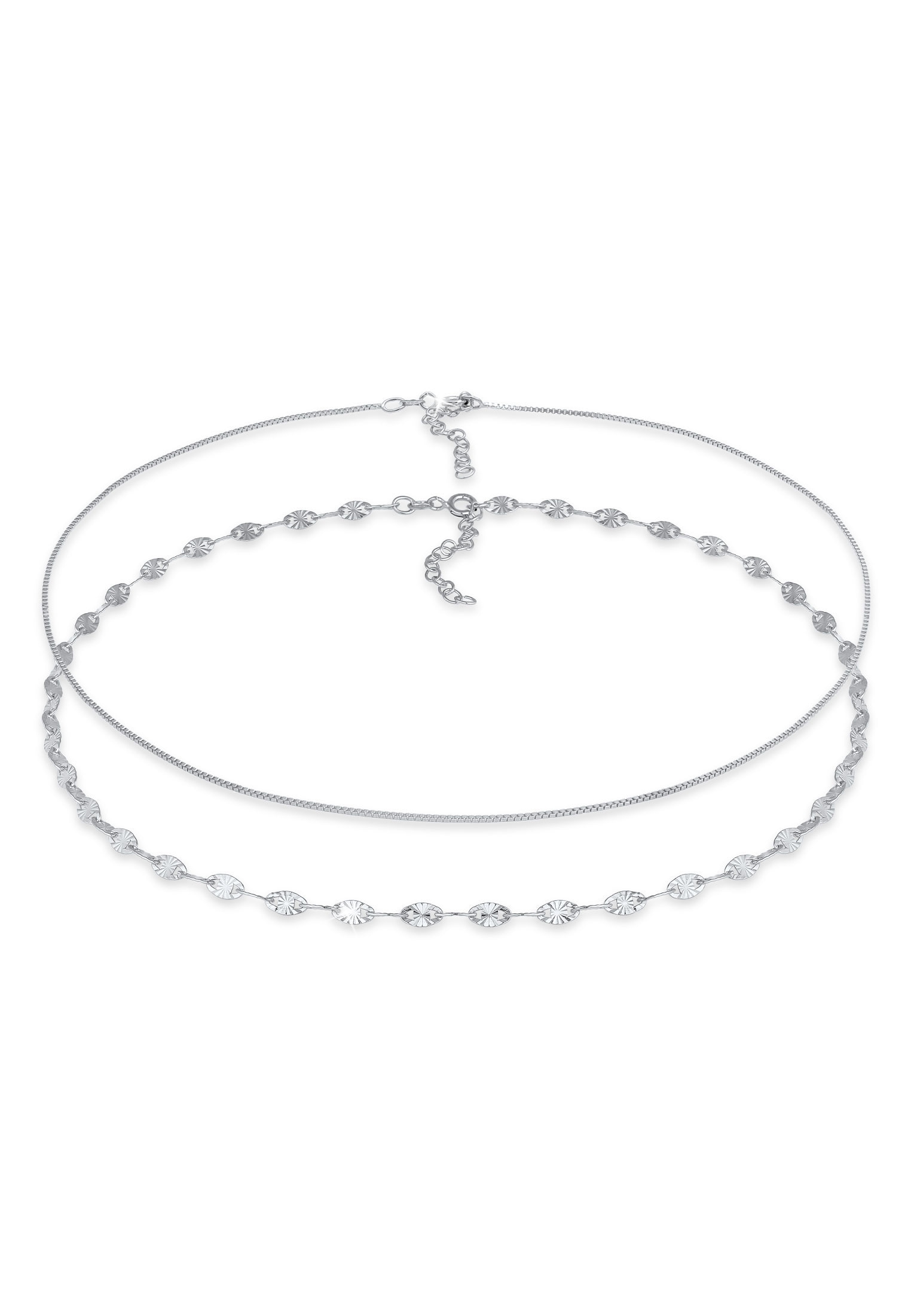 Elli Ketten-Set »Halskette Choker Venezianer Plättchen 2er Set 925 Silber«