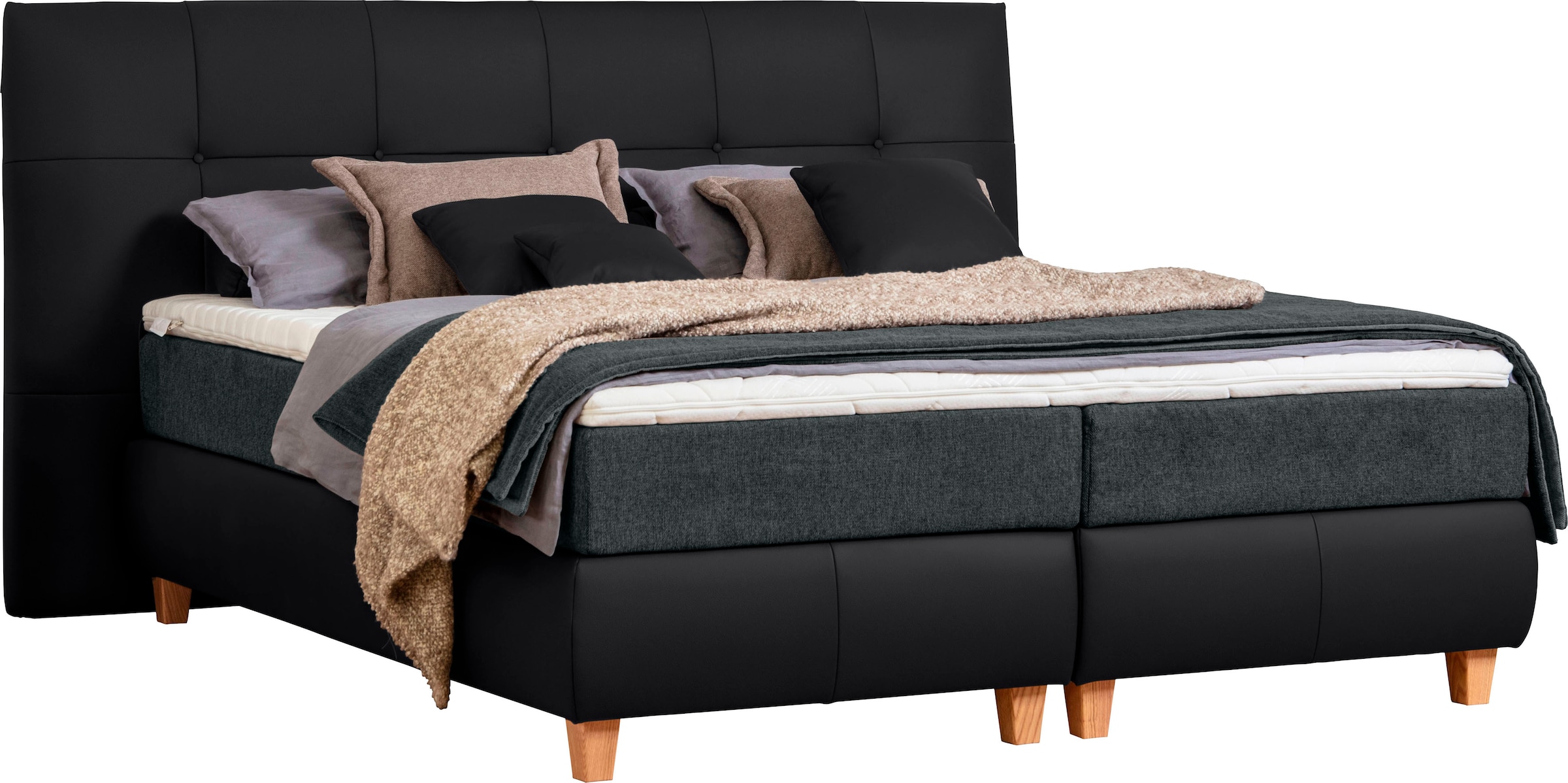 alina Boxspringbett »Luella«, ADA trendline Boxspringbett, inkl. Matratze und Viscoschaum-Topper
