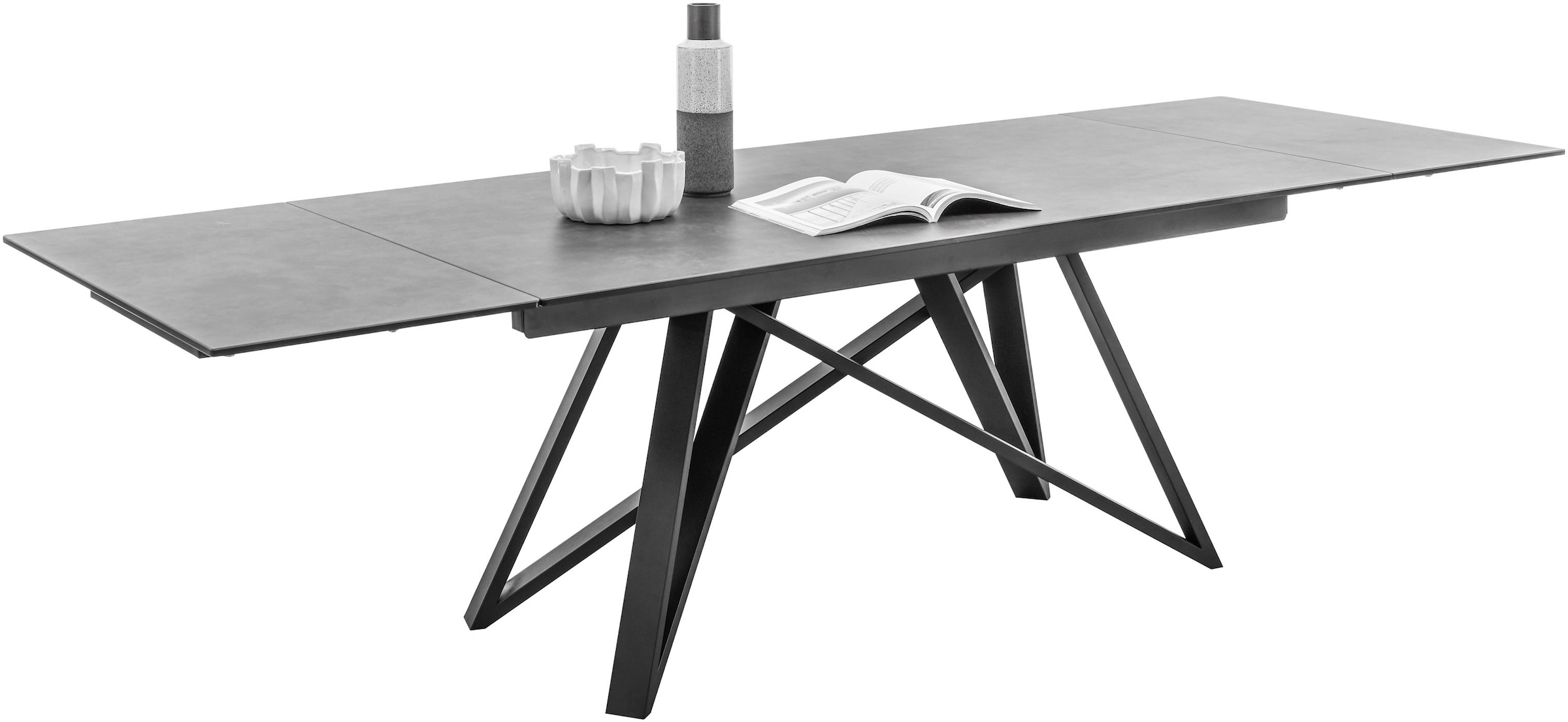 Stolkom Esstisch »Charly Esszimmertisch Keramik, ausziehbar 280 cm, BxHxT 180x75x95 cm«, Keramikoberfläche,Tischplatte beidseitig ausziehbar 180 auf 280 cm