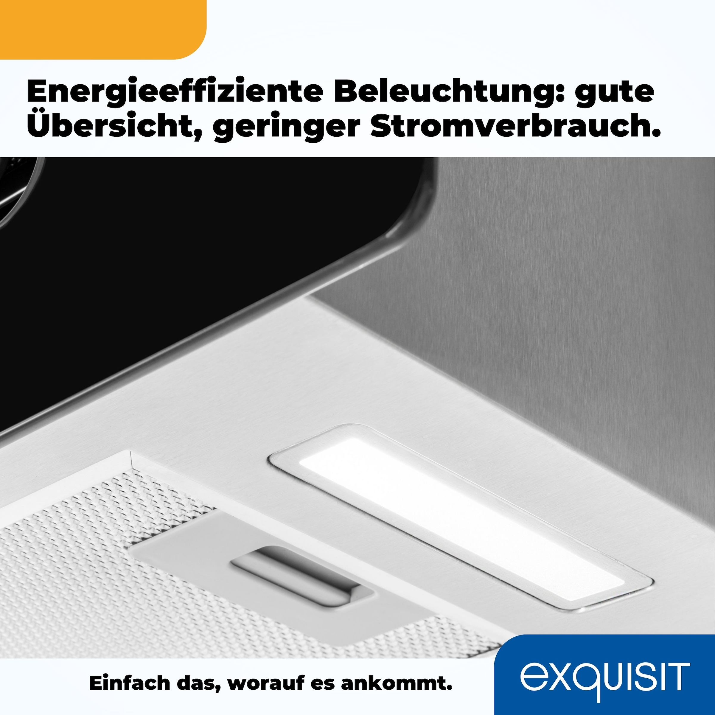 exquisit Kopffreihaube »KFD 60‐9 DUO Inox« Bewegungsfreiheit über Kochfeld, Absaugung von unten & oben