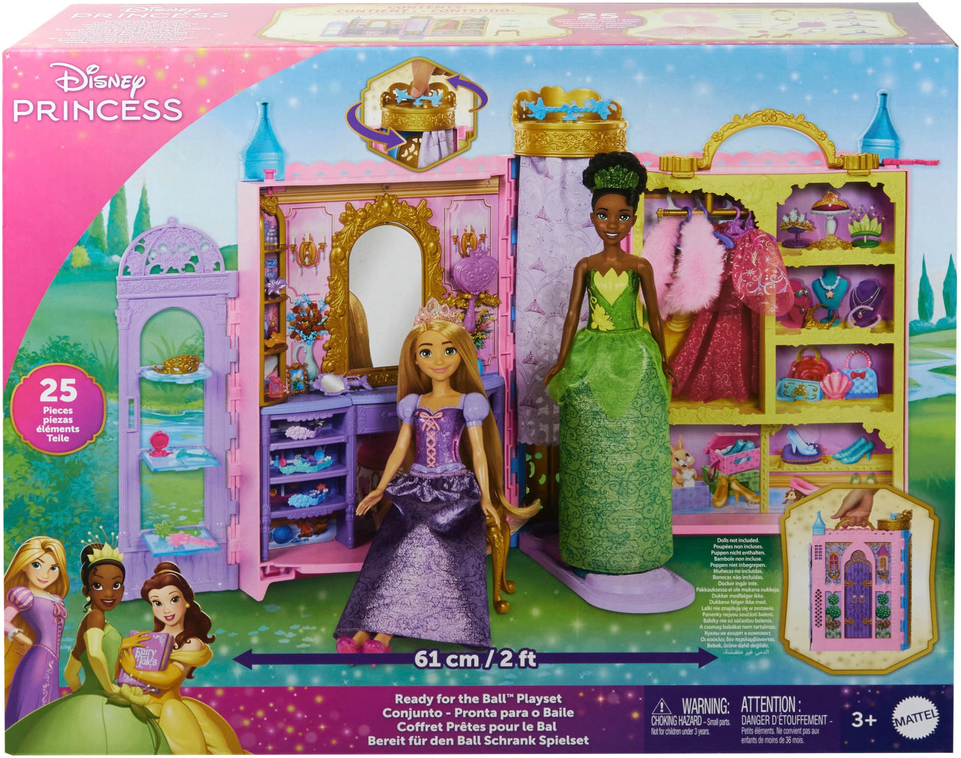 Mattel® Puppenkleiderschrank »Disney Princess - Bereit für den Ball-Schrank«, mit Kleidung, Zubehörteilen und Aufbewarhung