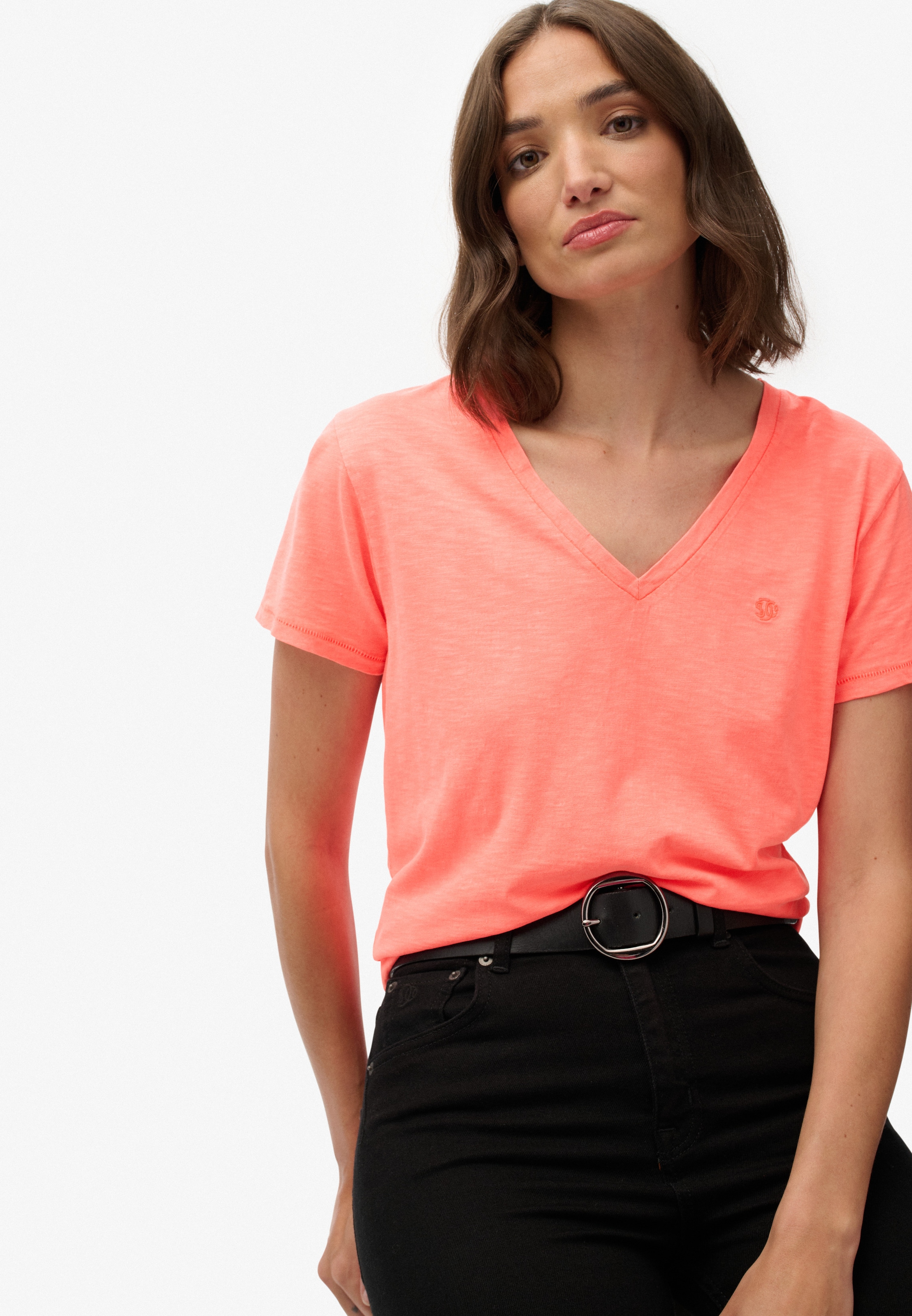 Superdry T-Shirt »STUDIOS SLUB EMB VEE TEE«