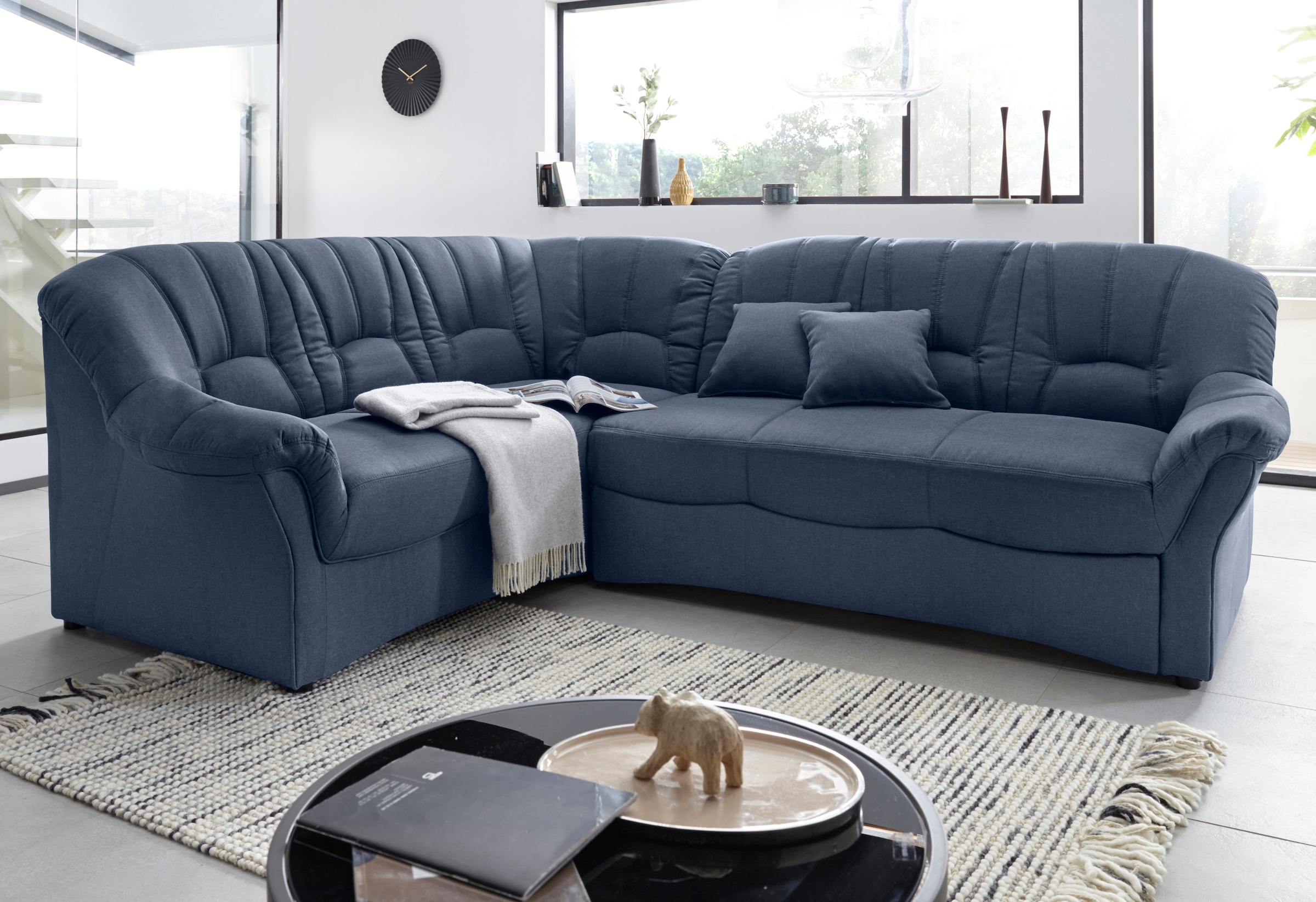 DOMO collection Ecksofa »Bahia, zeitlos und elegant, bequeme Armlehnen, L-Form« wahlweise mit Bettfunktion