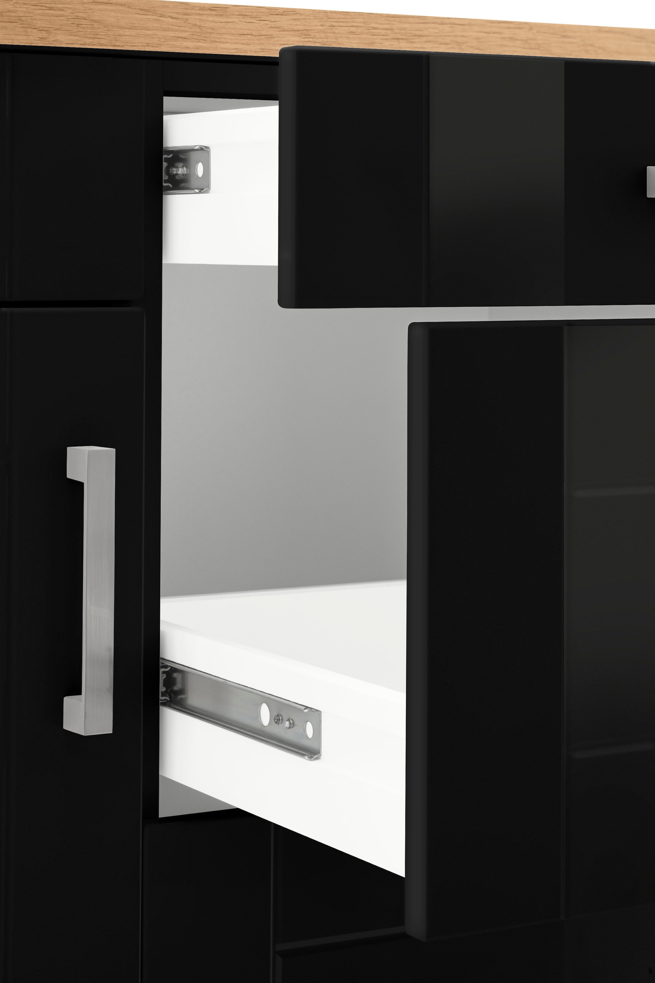 KOCHSTATION Unterschrank »KS-Tinnum«, 180 cm breit, Metallgriffe, MDF Fronten, 3 Schubkästen, 2 Auszüge