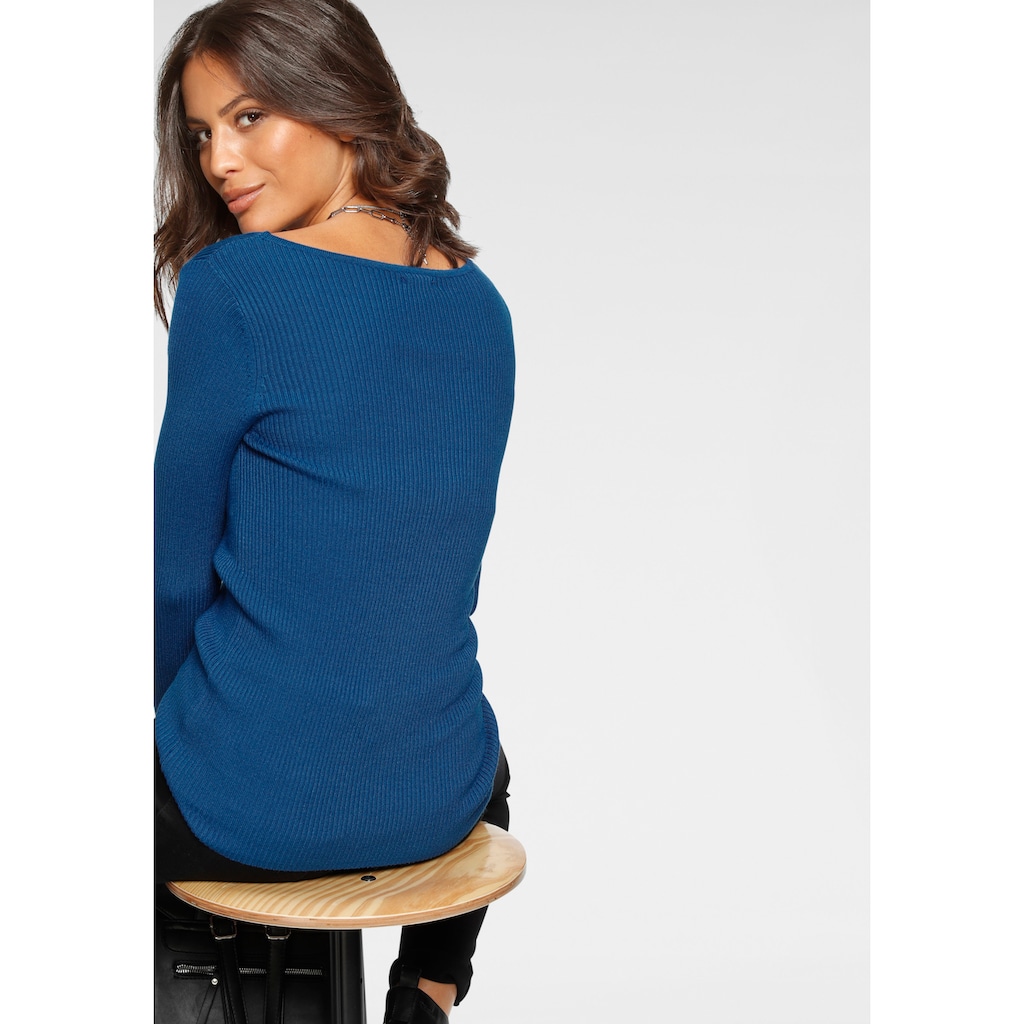 Laura Scott V-Ausschnitt-Pullover, mit femininer Wellenkante