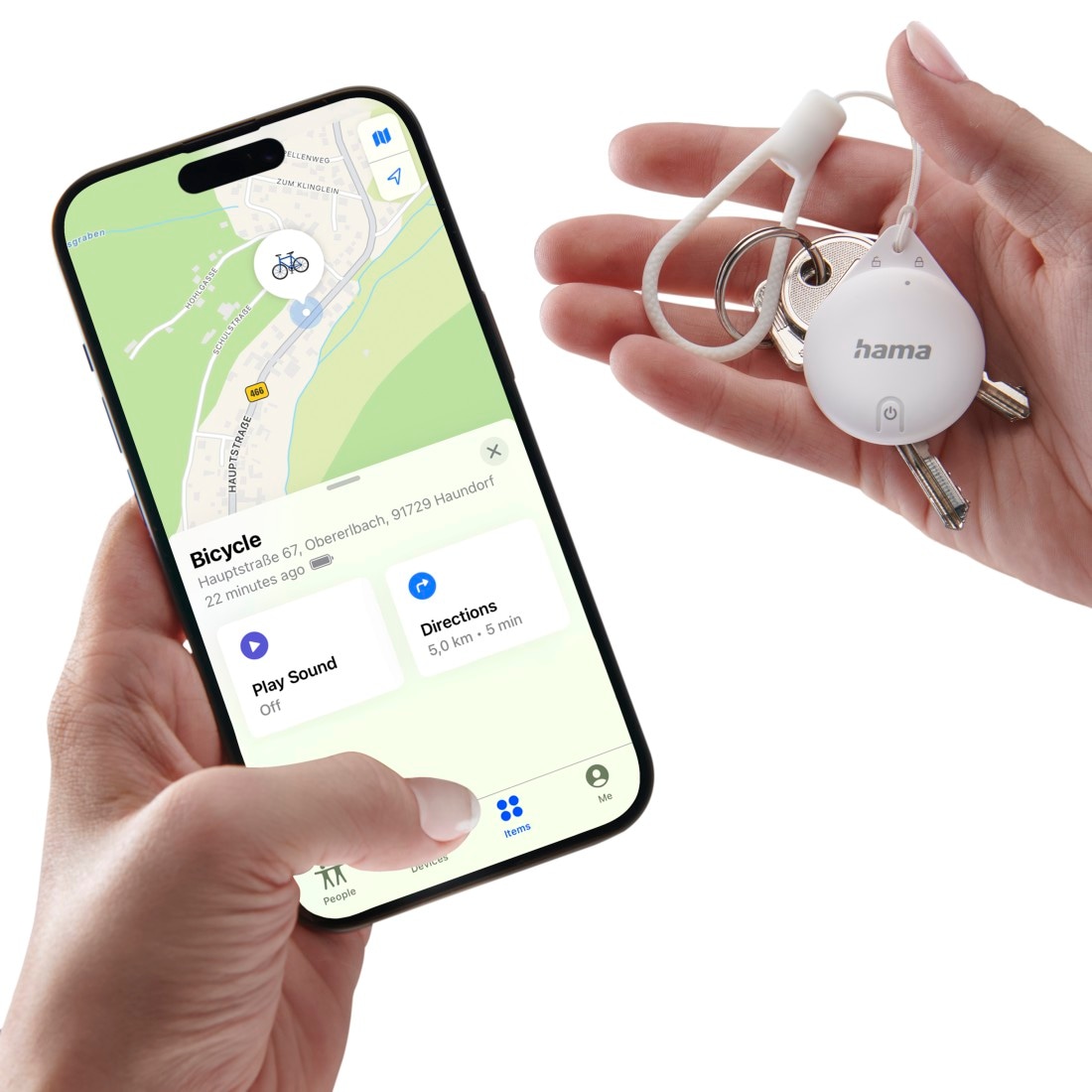 Hama GPS-Tracker »Schlüsselfinder für Apple „Wo ist“-App (Bluetooth, Alarm, iOS, 4 St.)«, AirTag Alternative, Tracker