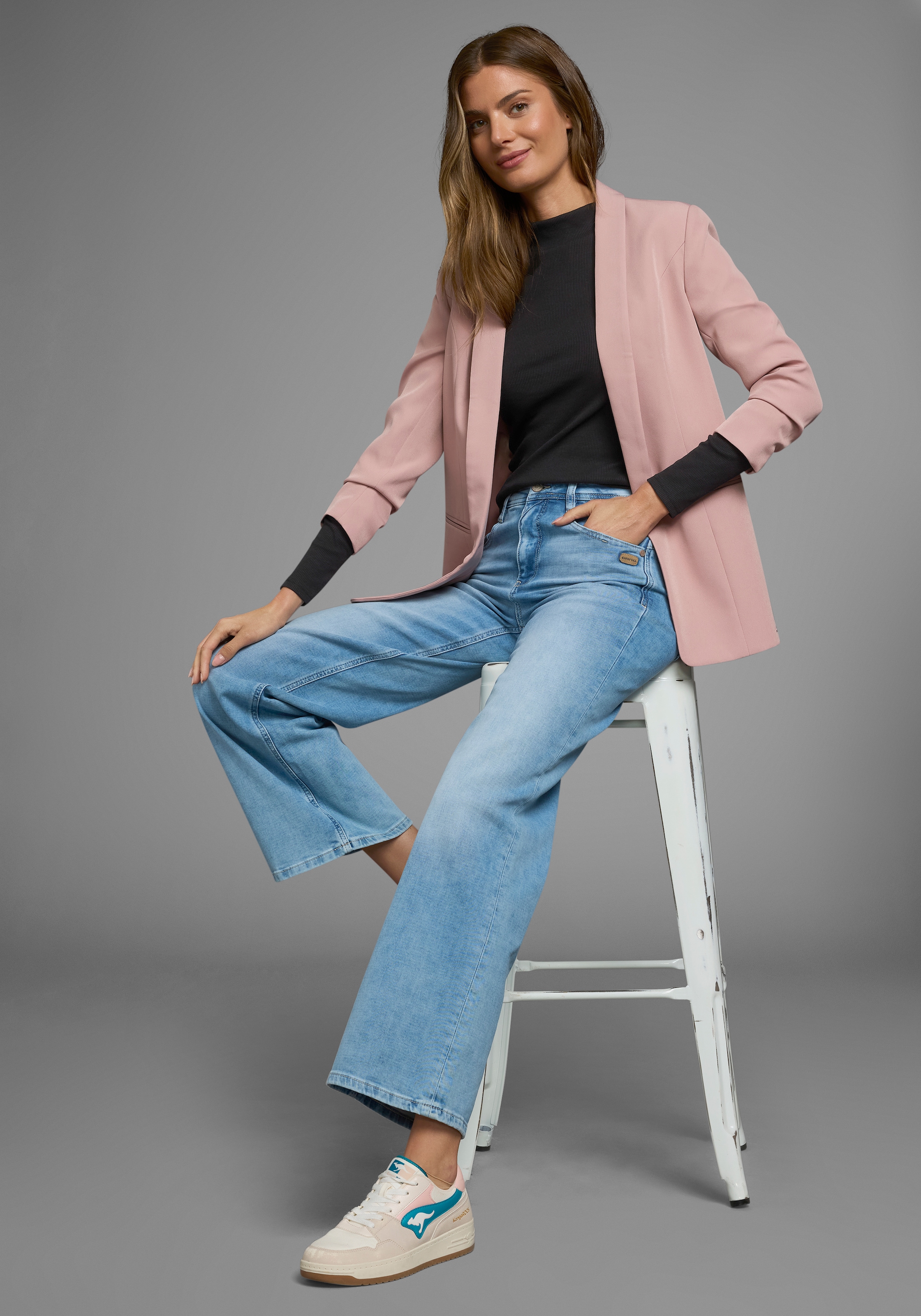 AJC Langarmshirt, langärmelig, Basic-Stil, Stehkragen, ideal für Büro und Freizeit