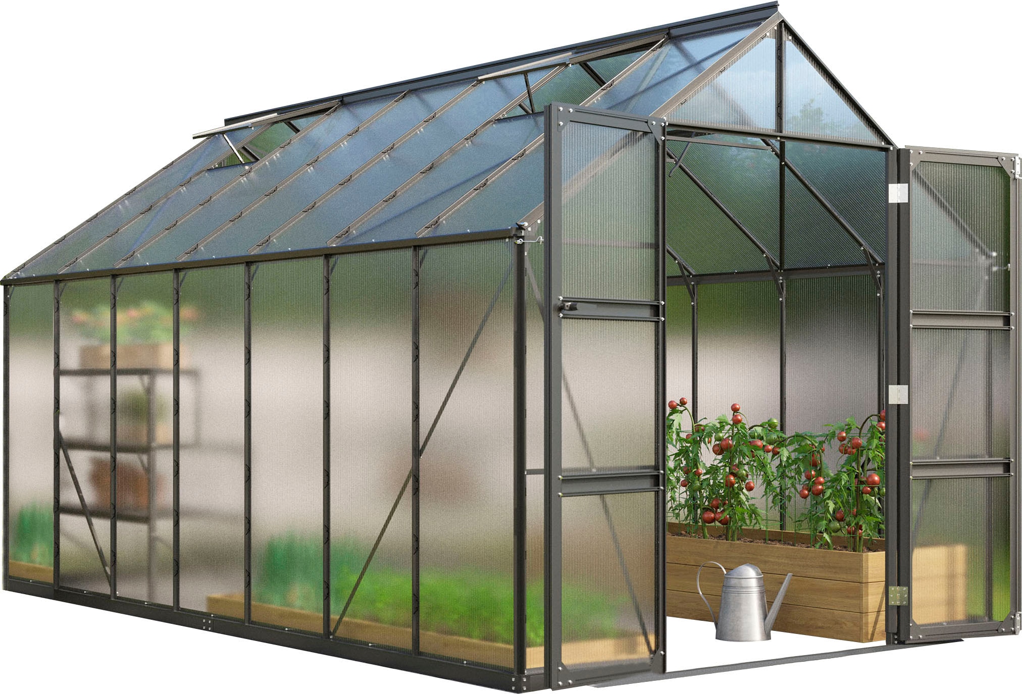 Vitavia Gewächshaus "Domus 11500" mit Doppelschwingtüren und bodentiefer Türschwelle, 4 mm Hohlkammer