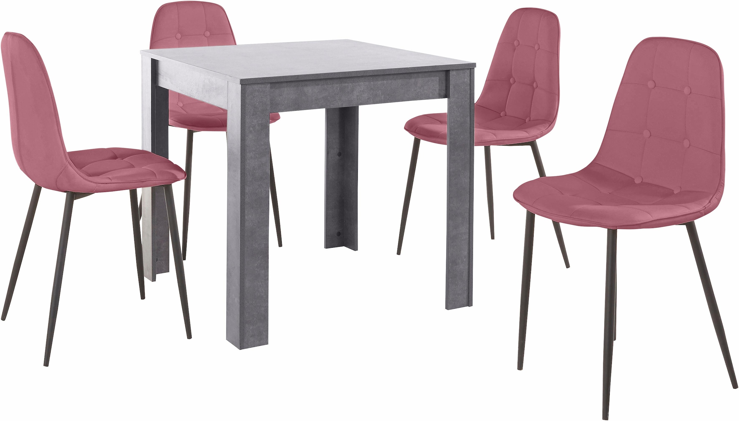 OTTO home Essgruppe Set, 5 Stk. tlg. mit Esstisch 80 cm breit