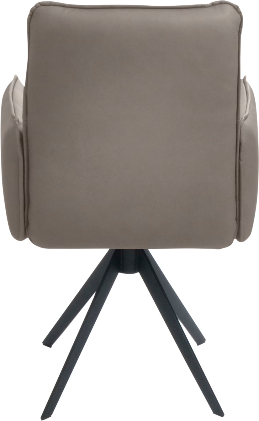 K+W Komfort & Wohnen Drehstuhl, Leder, Blitzdrehkreuz und Rückholfunktion, dekorativer 12mm Biese