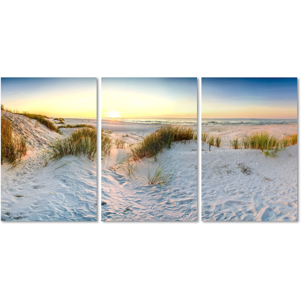 queence Acrylglasbild »Sunset Beach 3-teilig«, Strand, (1 St.)