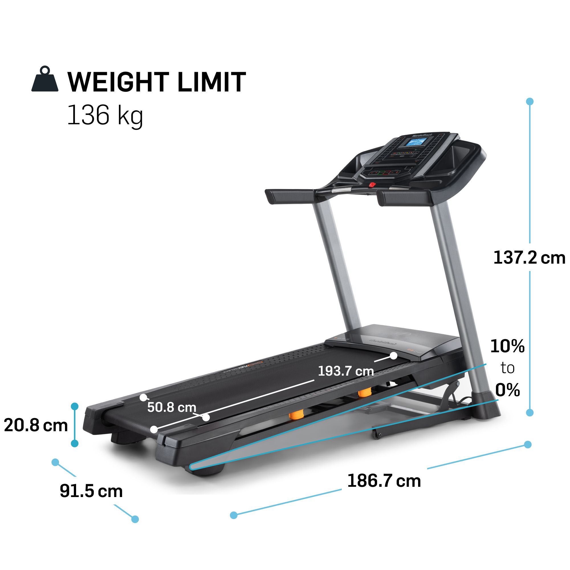 NordicTrack Laufband »NordicTrack T 6.5 S«, (Laufband zum Laufen und Gehen mit 5" Display, faltbar), bis max. 16 km/h, klappbar