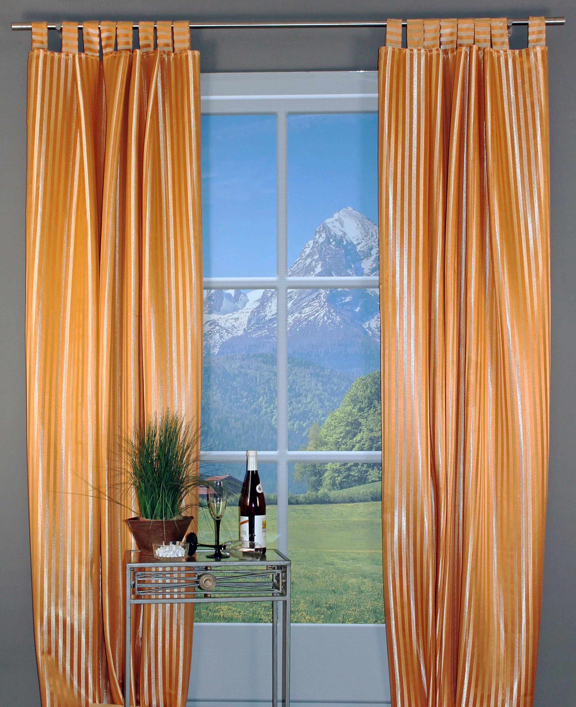 HOSSNER - ART OF HOME DECO Gardine »Triftsee«, (1 St.), Schlaufenschal mit  gewebten Streifen online kaufen