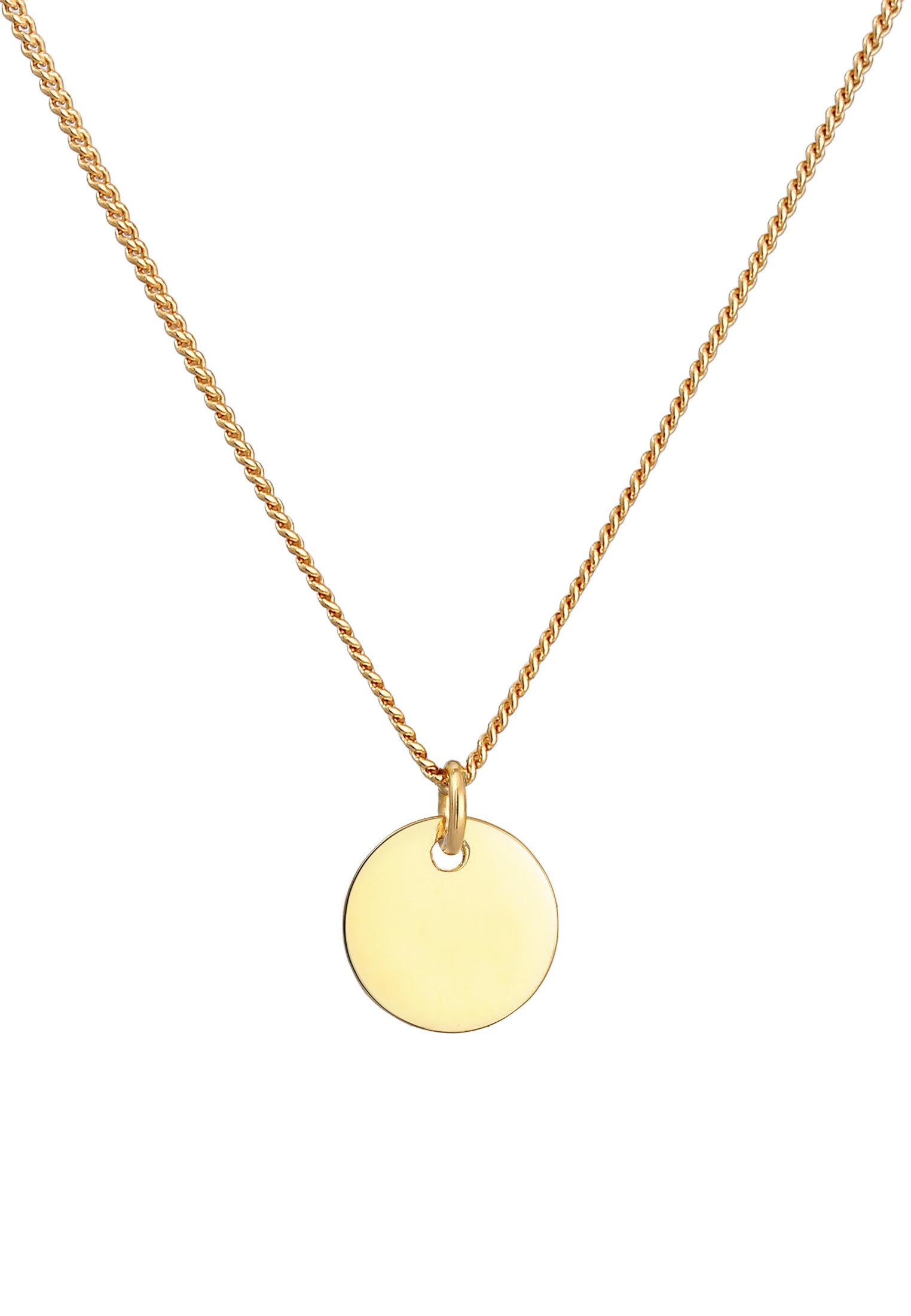 Elli Premium Silberkette »Halskette Kids Plättchen Coin 375 Gelbgold«