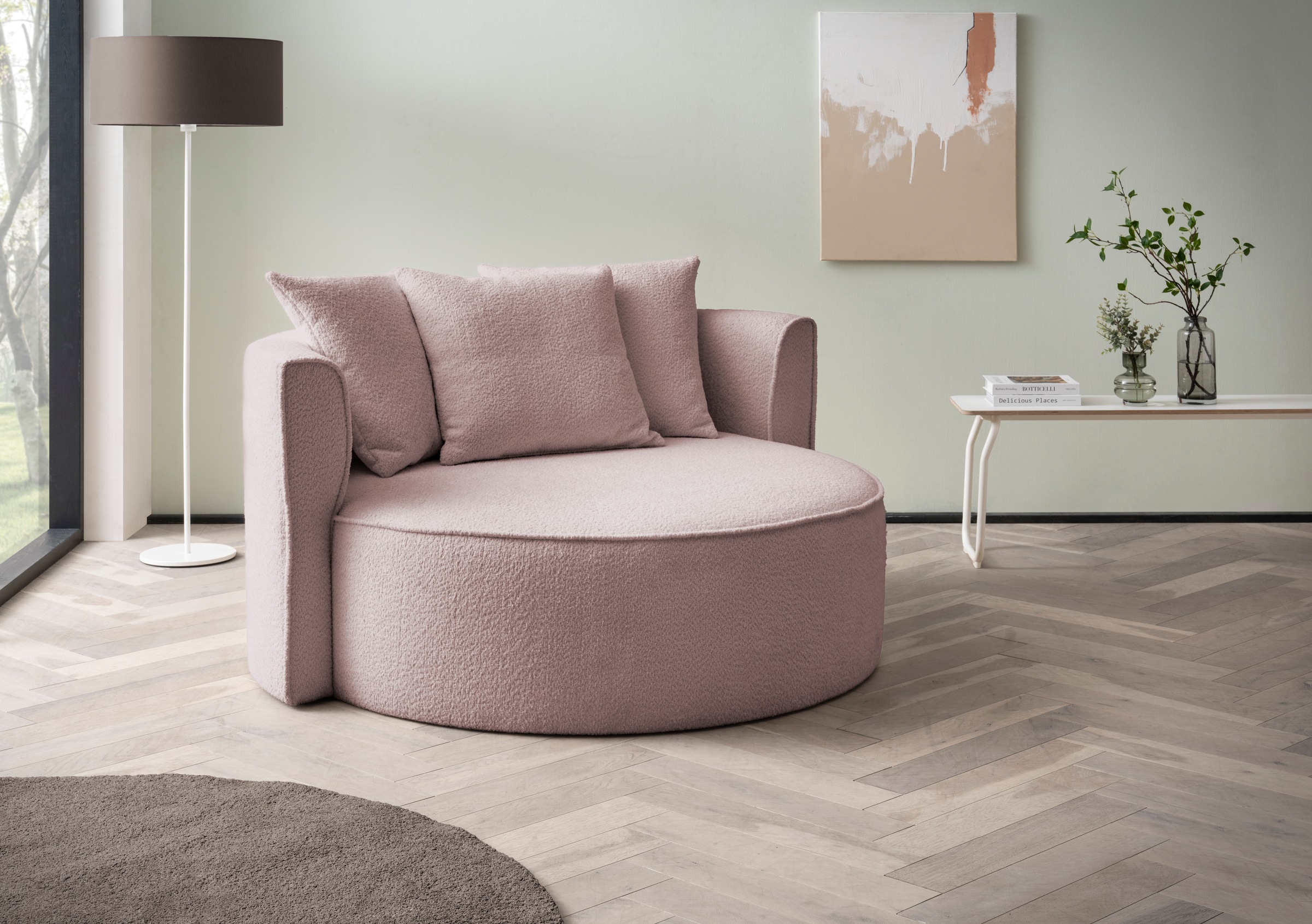 LeGer Home by Lena Gercke XXL-Sessel »ISALIE, Sessel in modernen Farben, Lesesessel, Loveseat, Big-Sessel«, trendige Stoffe, mit 3 Zierkissen, große Sitzfläche, Hocker optional