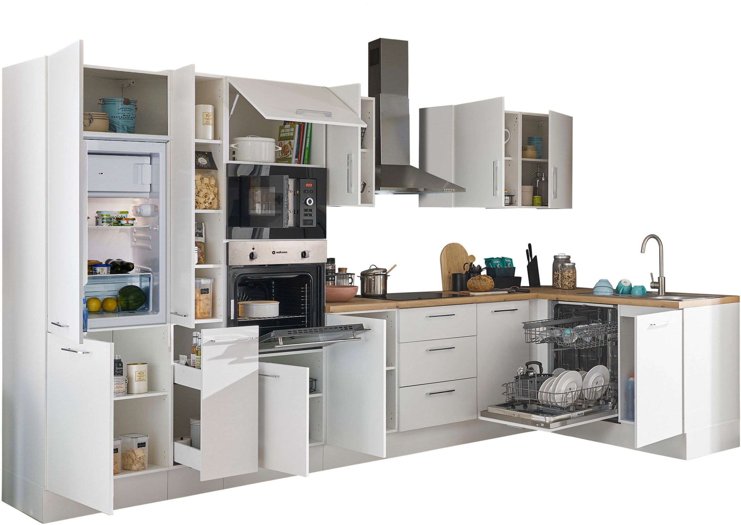 BASIC by Balculina Winkelküche »Turin« Stellbreite 370x175 cm, wahlweise mit E-Geräten