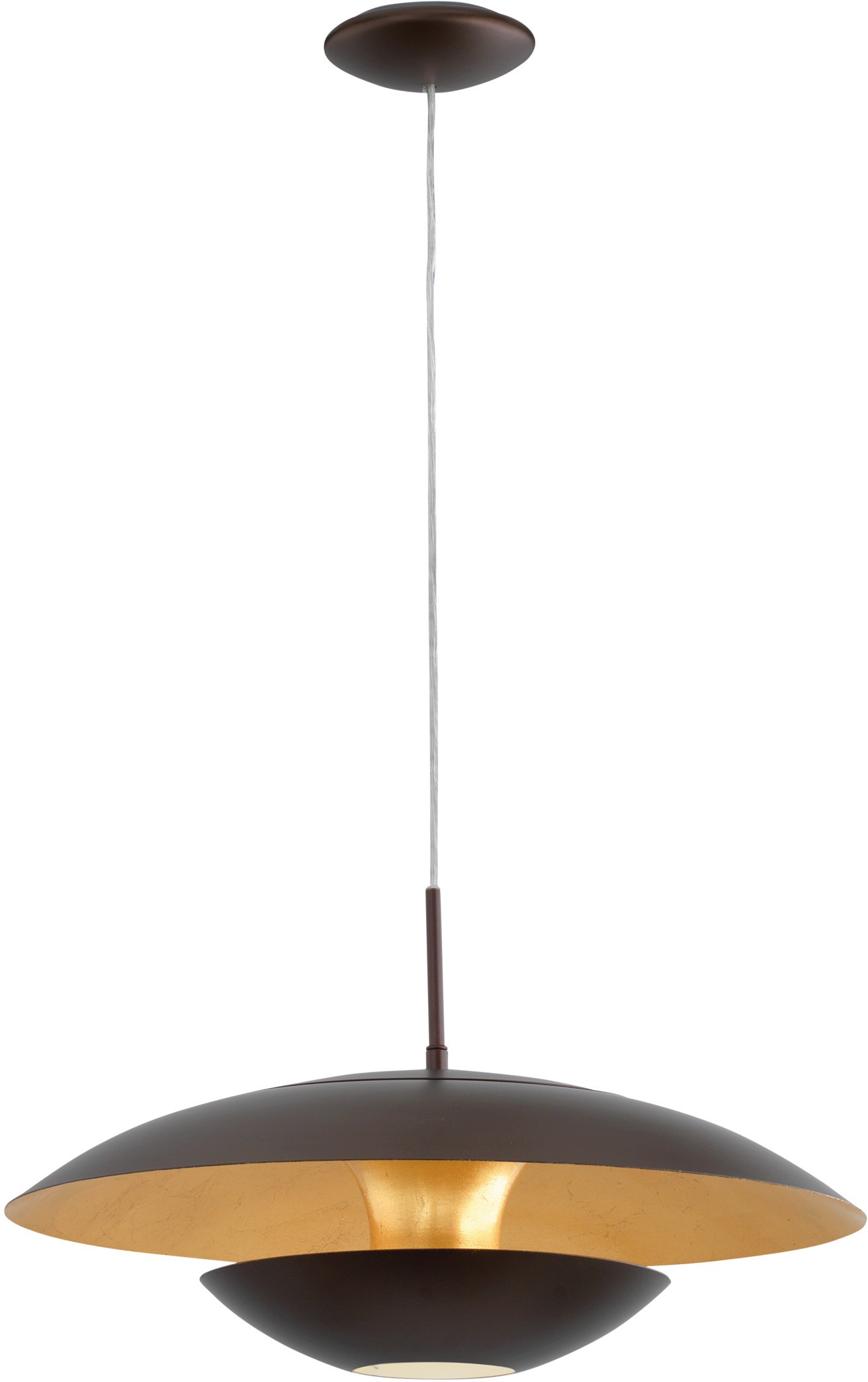 EGLO Hängeleuchte »NUVANO Pendellampe, Stahl, IP20, E27, Esstischlampe, Retro, Hängelampe«, 1 flammig, Leuchtmittel E27 | ohne Leuchtmittel, Hängeleuchte, H110 x Ø48 cm, braun, gold, 1X60W exkl.