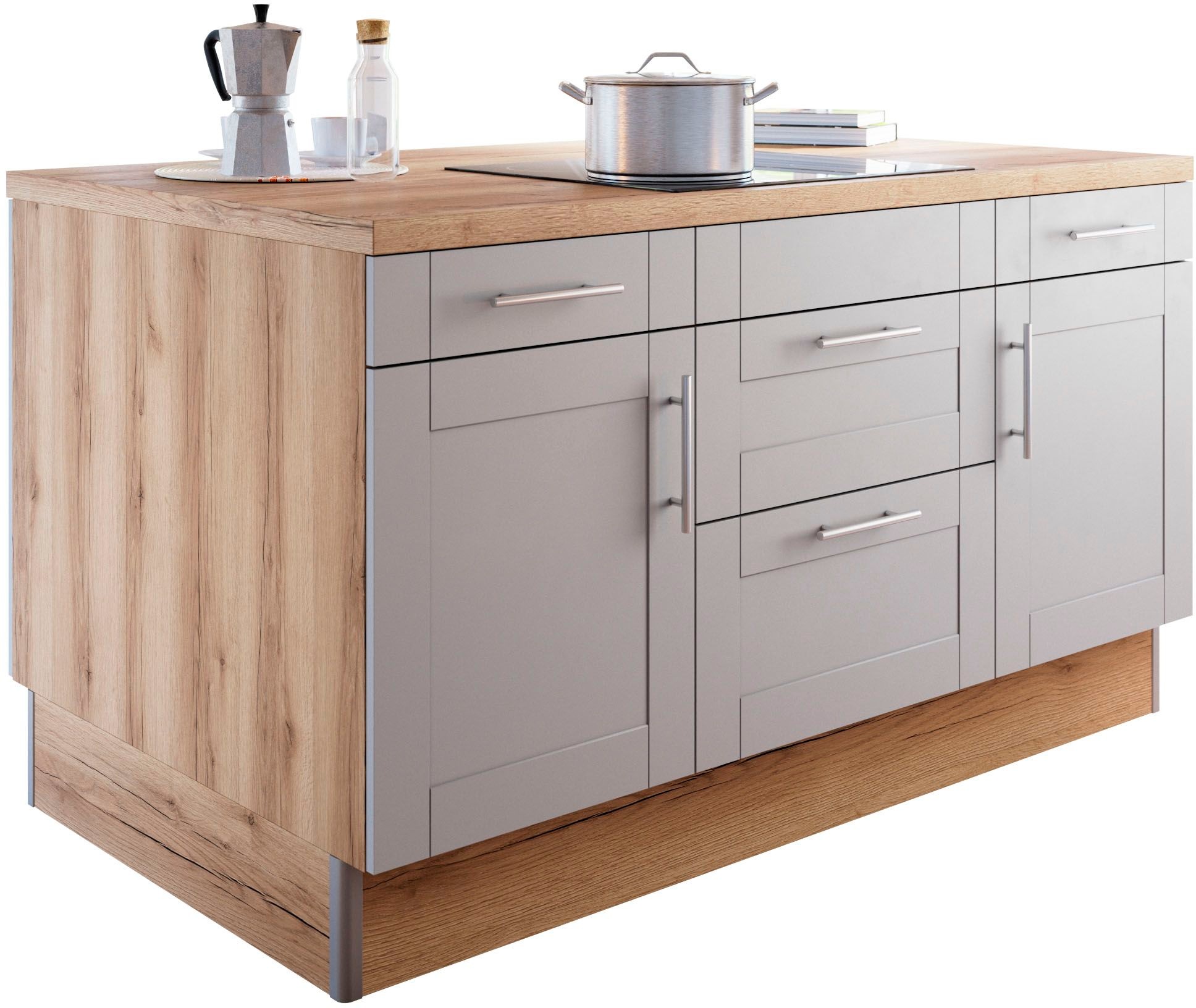 KOCHSTATION Kochinsel »KS-Ahus«, Kücheninsel, Breite 160 cm, wahlw. mit E-Gerät, Soft Close Funktion