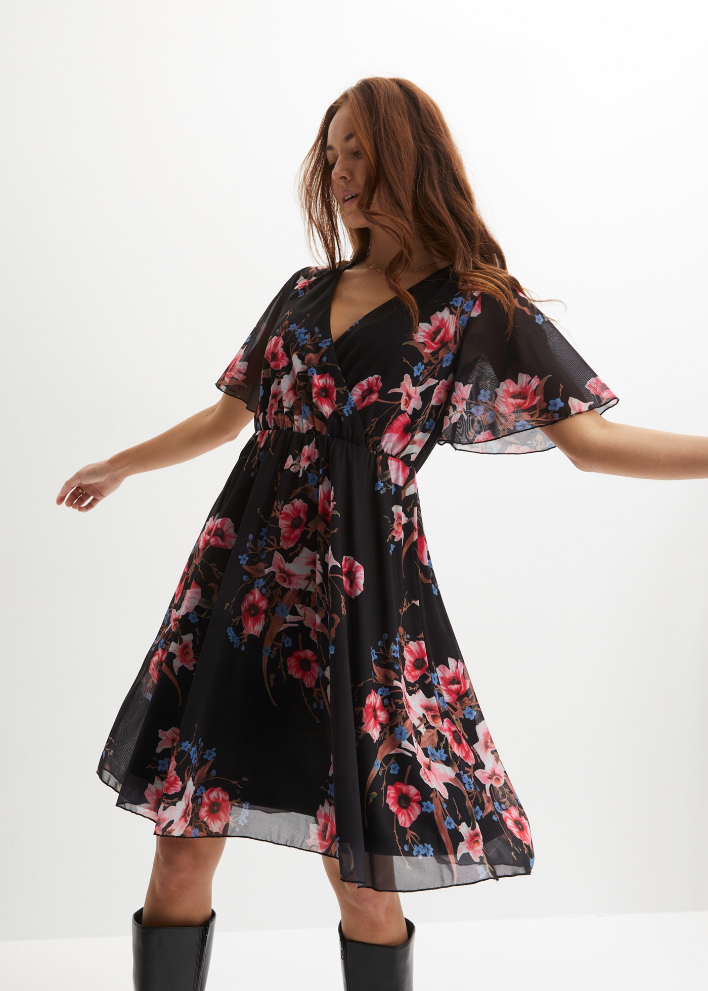 bonprix Minikleid für den Alltag, aus Polyester und Elasthan, ausgestellte Passform