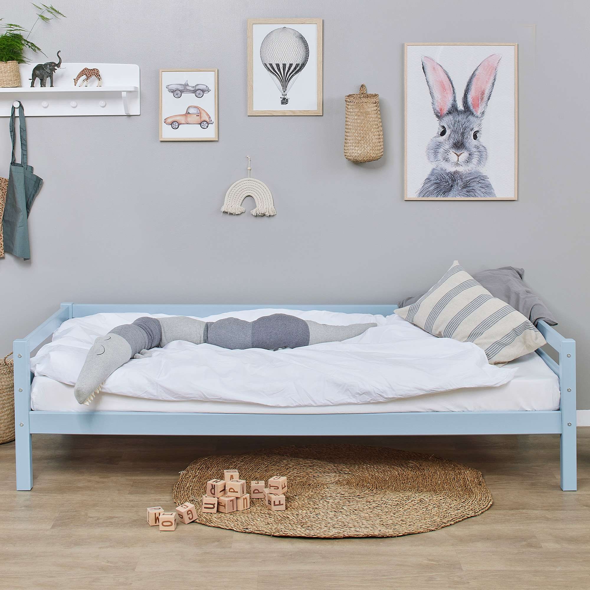 Hoppekids Daybett »Kinderbett ECO Dream, Einzelbett, Juniorbett 90x200«, (Bett), Weiß, Grün, Blau, Rosa, Grau