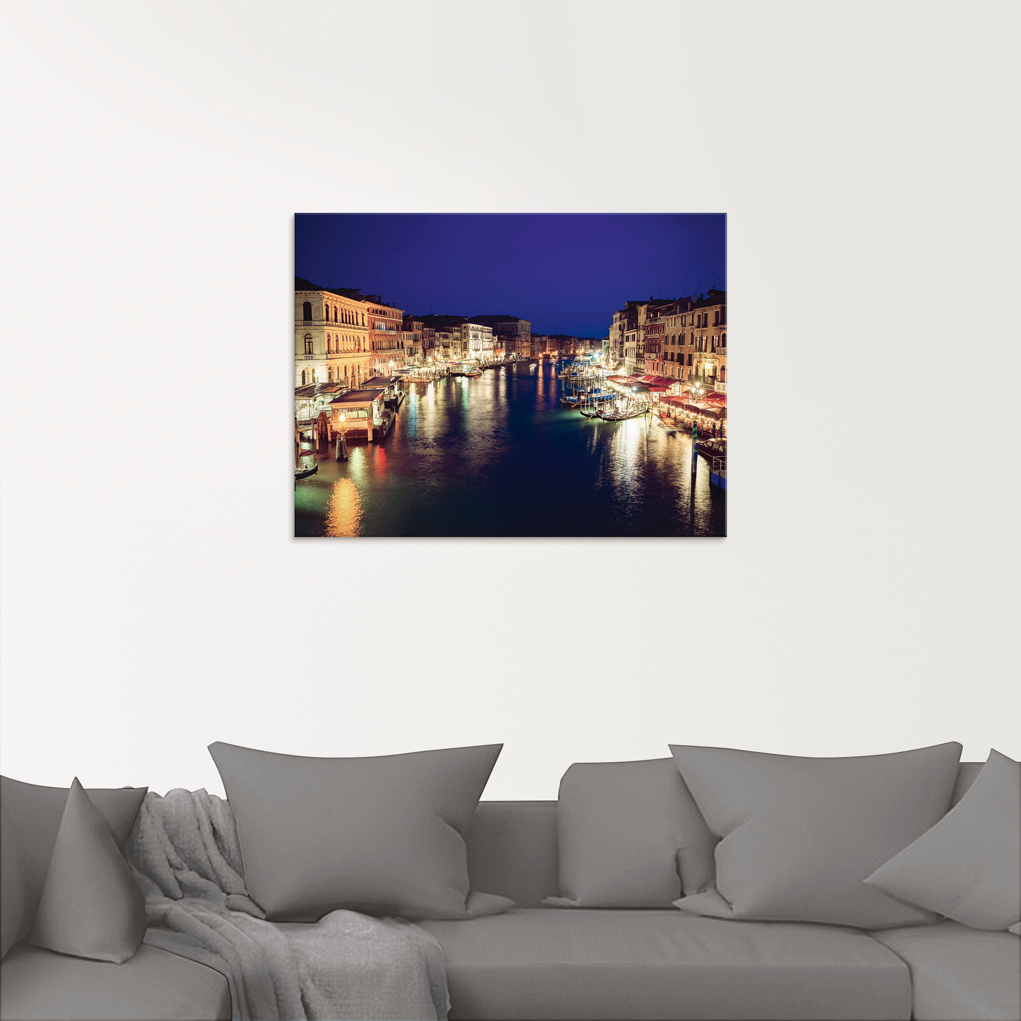 Artland Glasbild »Venedig bei Nacht«, Italien, (1 St.), in verschiedenen Größen