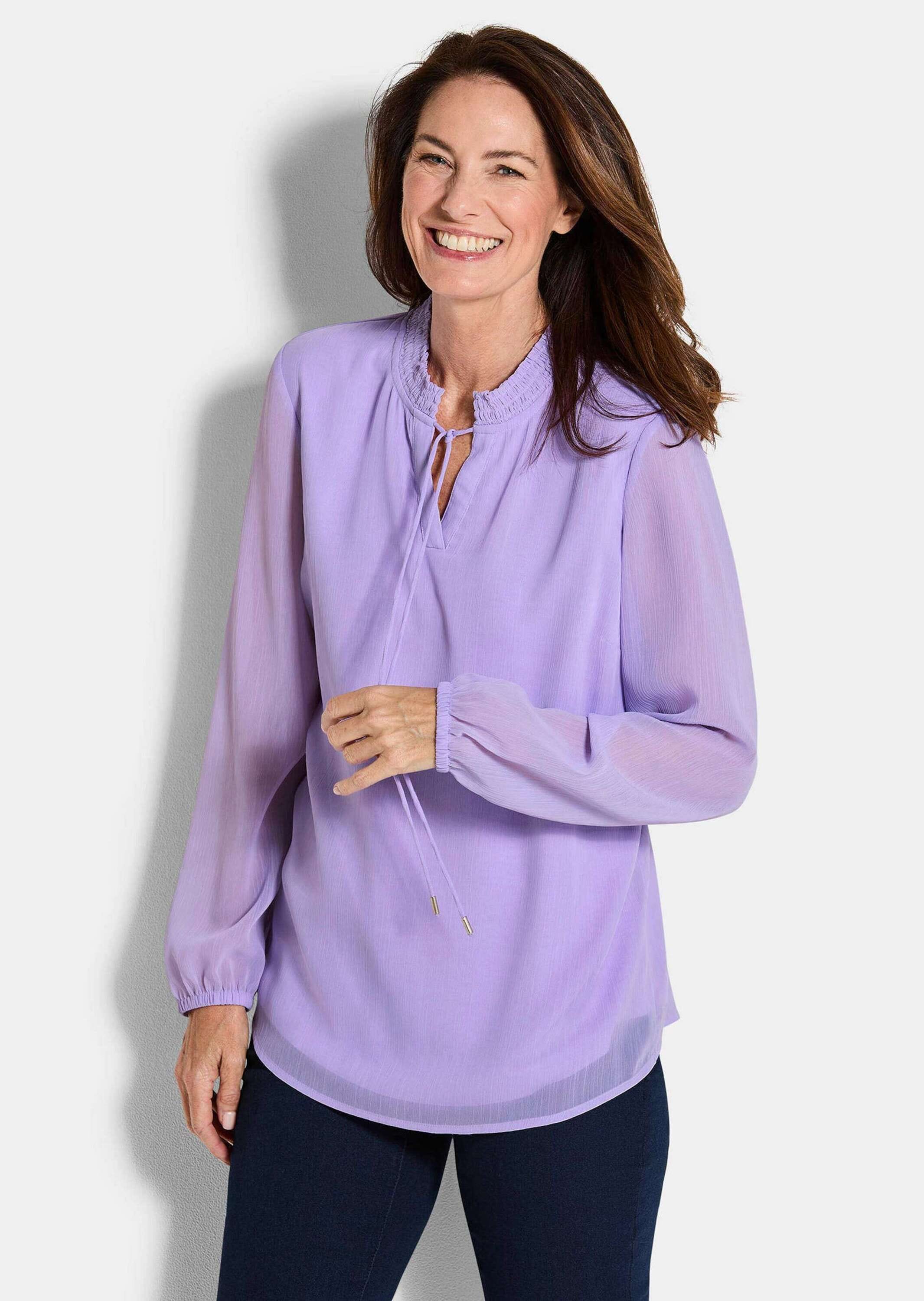 GOLDNER Chiffonbluse »Elegante Jersey-Bluse mit Rundhals« Gummibund