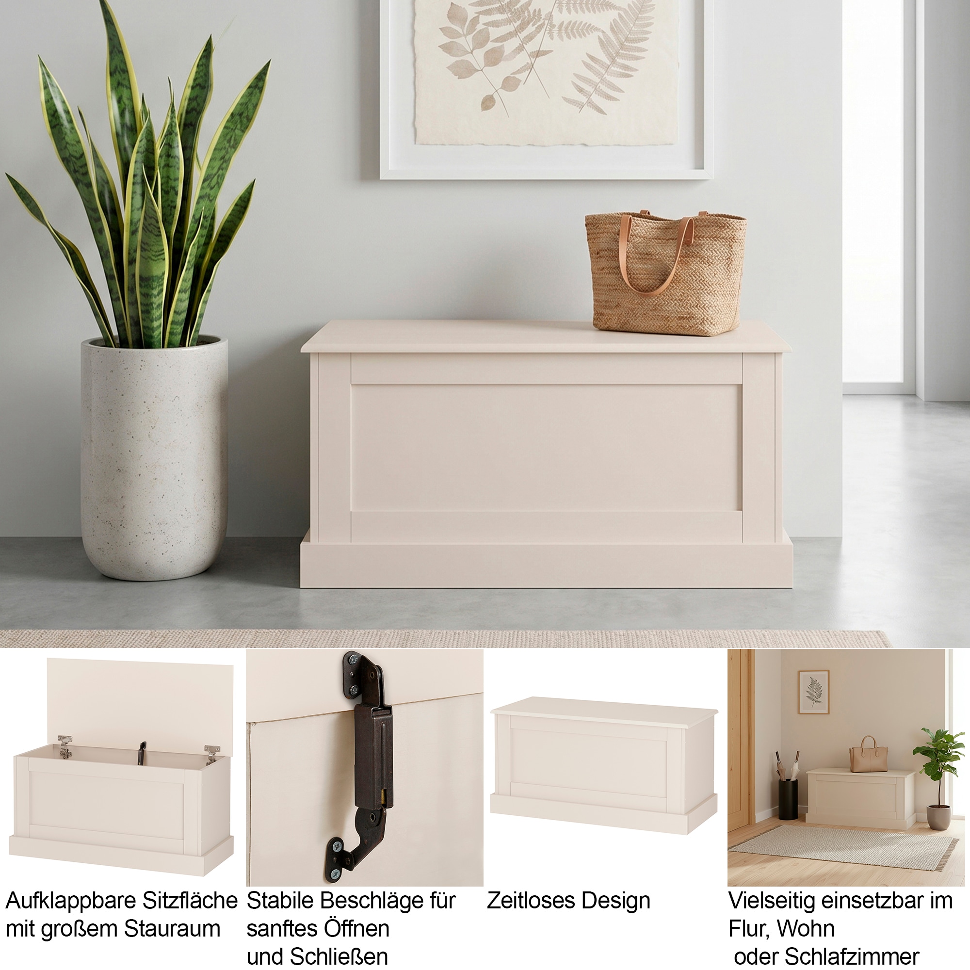 OTTO home Sitzbank »Binz« zwei unterschiedliche Farbvarianten, mit Stauraum, Breite 90 cm