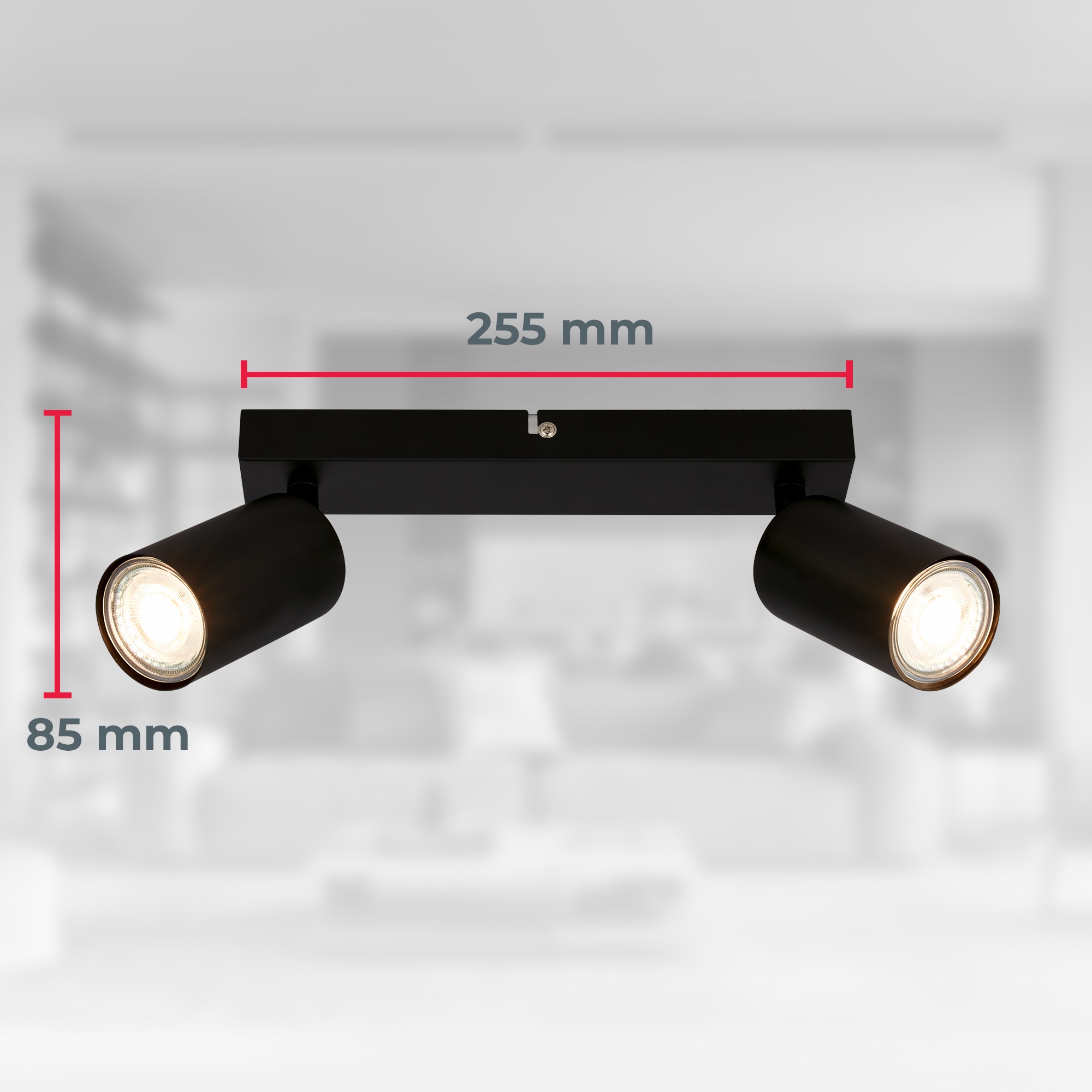 B.K.Licht Deckenstrahler »BK_DS1629 EEK A LED Deckenlampe, Schwenkbar, Deckenspot« GU10 1 Stk. Warmweiß Inkl. 2x GU10, 3.000 K, 450Lm, 2W, 15,5 x 5,5 x 25,5 cm, Schwarz
