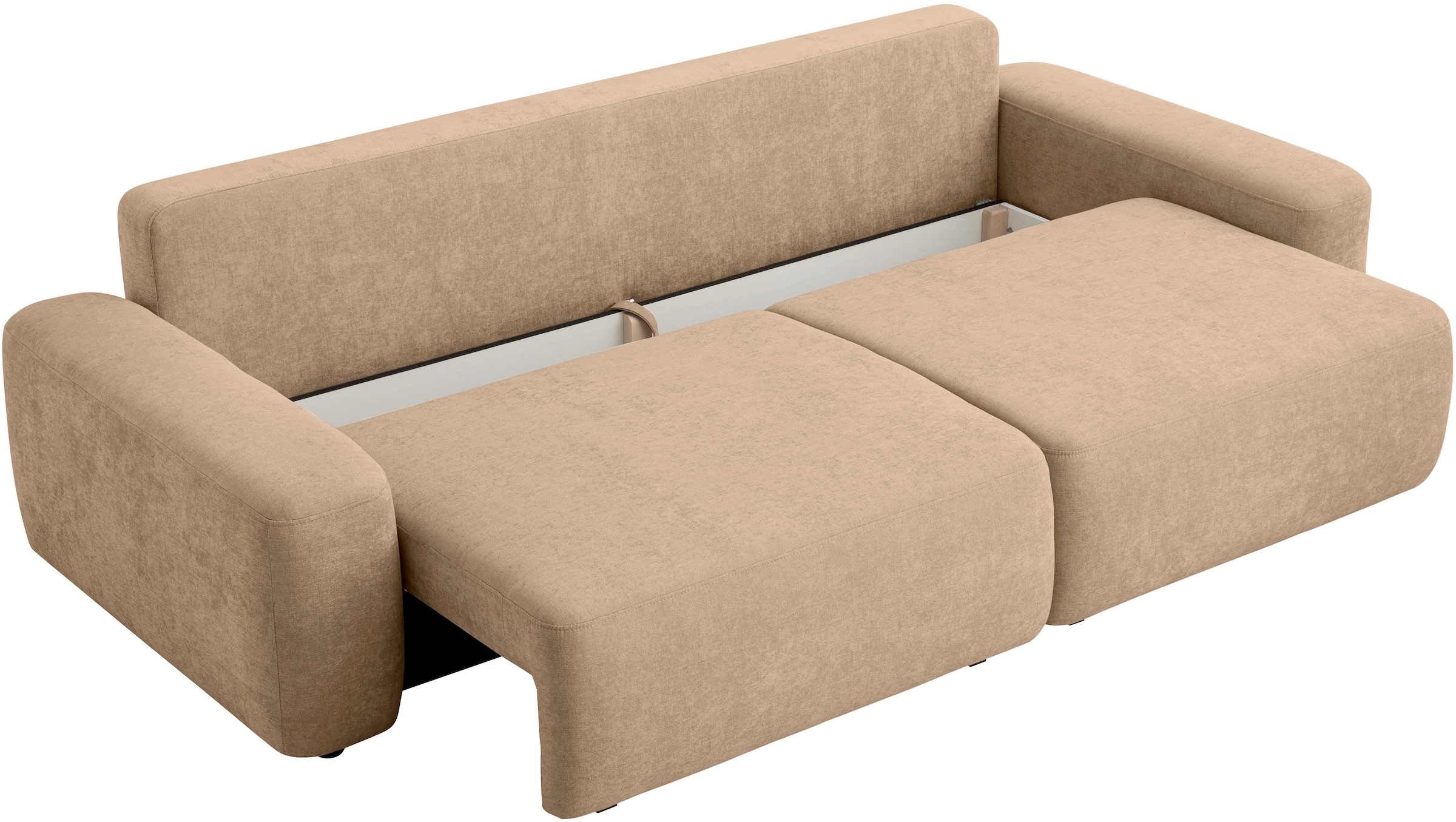 INOSIGN 3-Sitzer »TORGE (257cm), Sofa,Schlafsofa in Cord, Samtvelours, Struktur fein«, rundes Design, Schlaffunktion u. Bettkasten, Liegefläche: 135/200 cm