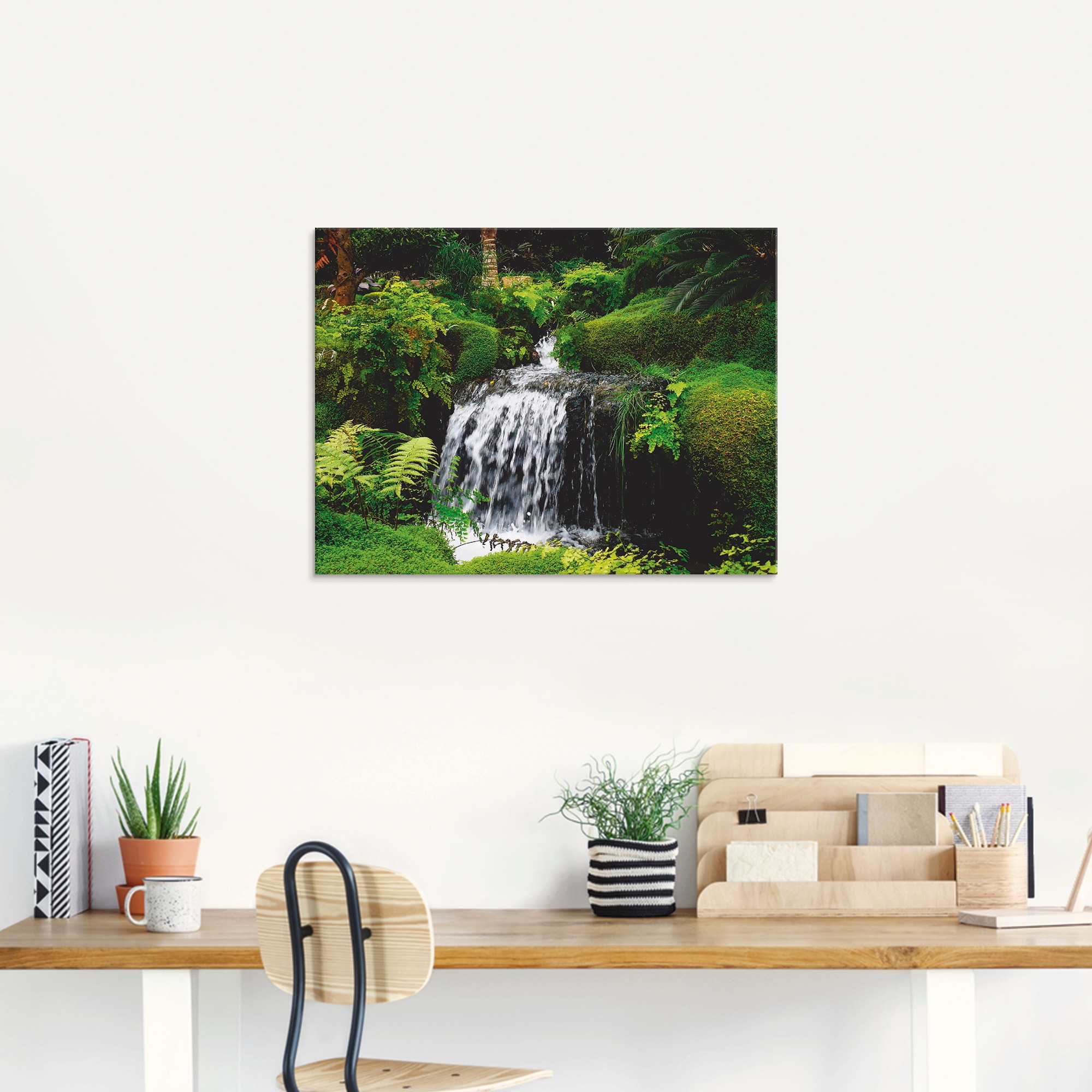 Artland Glasbild »Wasserfall im Grünen«, Gewässer, (1 St.), in verschiedenen Größen