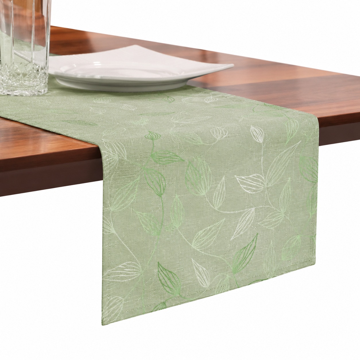 OTTO home Tischläufer "Raffon" Leinen Optik, Blattmotiv, Esszimmer, Deko, halbtransparent/blickdicht.
