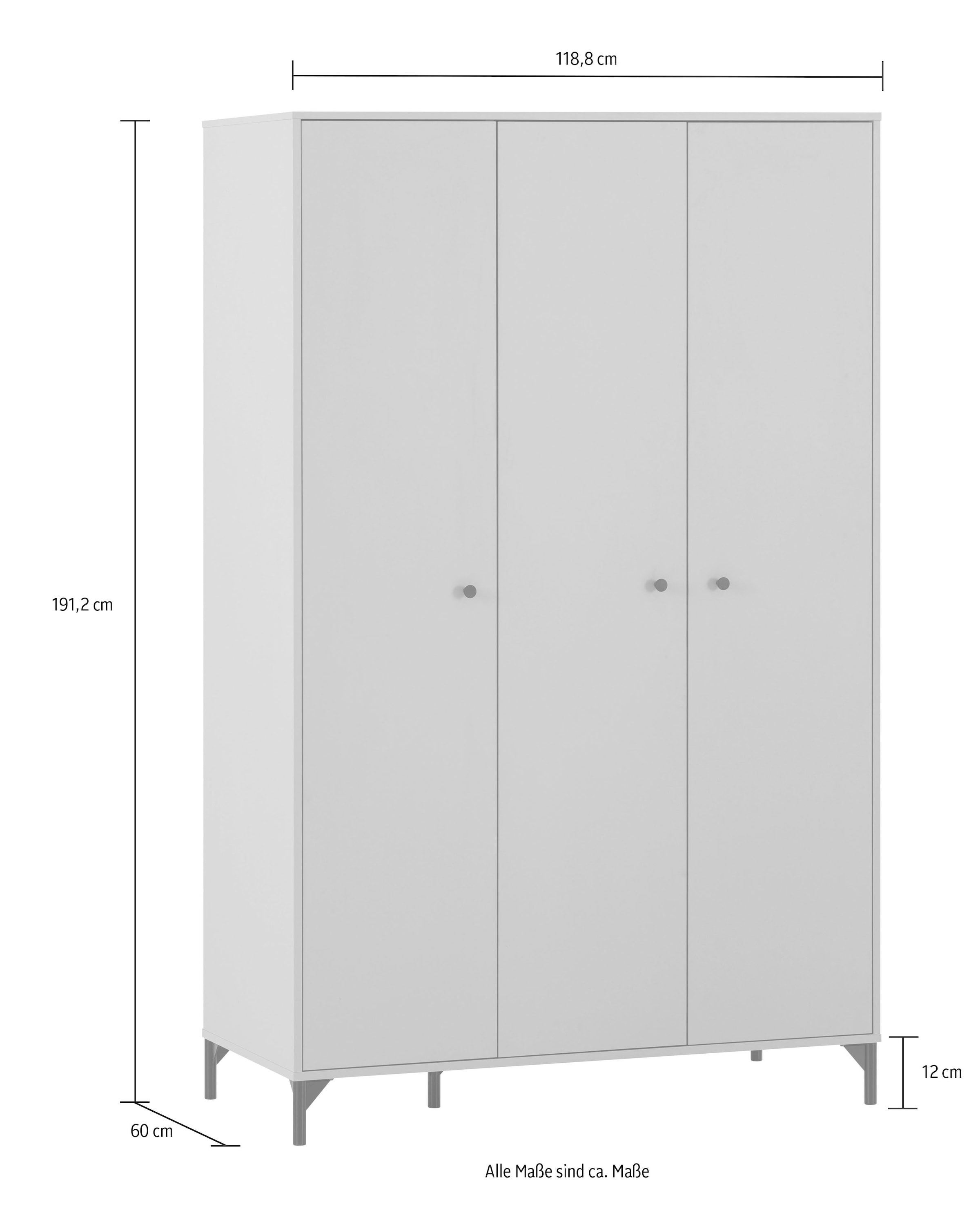 Schildmeyer Kleiderschrank »Smash« Dreitürig, mit fünf Fachböden und hochwertigen Metallbeschlägen