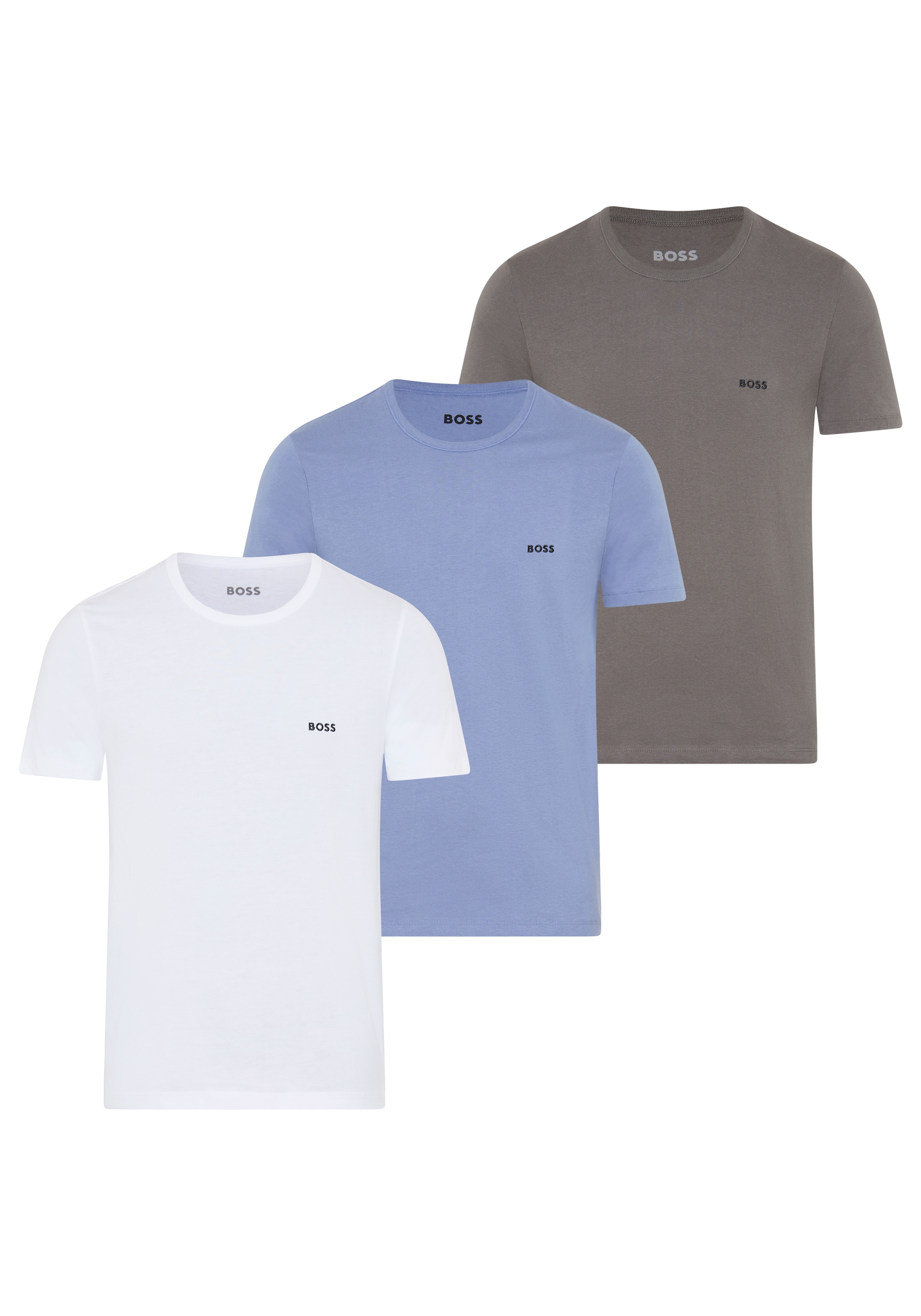 BOSS T-Shirt »TShirtRN 3P Classic« Packung, 3 Stk. mit BOSS Stickerei