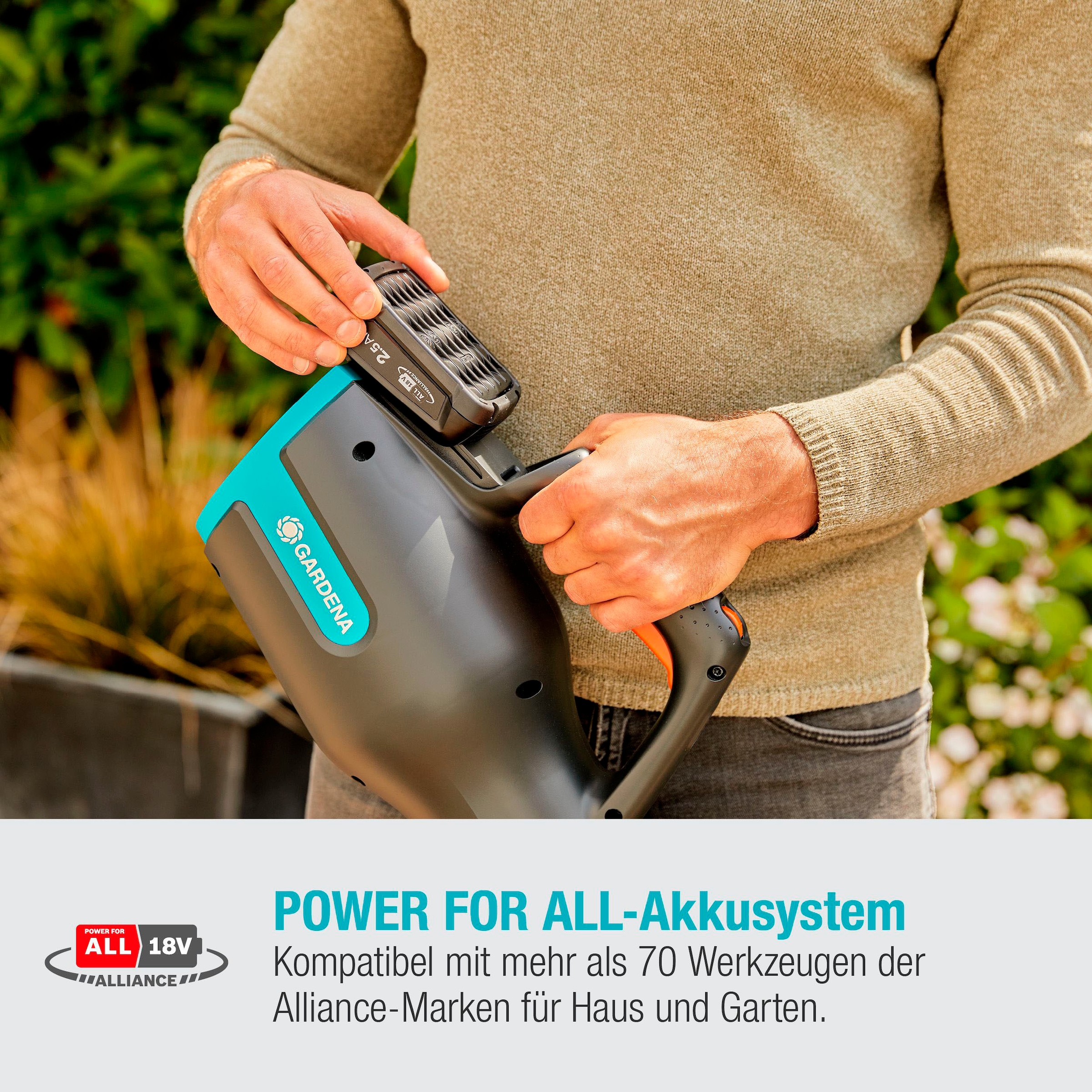 GARDENA Akku-Laubbläser »PowerJet 18V P4A Ready-To-Use, 14890-20«, (Set, inkl. Akku und Ladegerät), 100 km/h Luftgeschwindigkeit